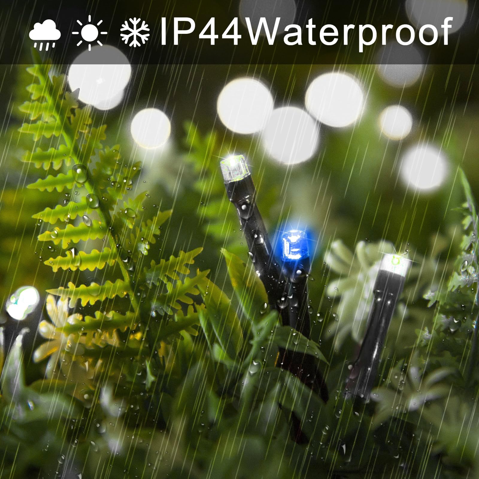 Yeguo 500 Led Christmas Lights, 165Ft Blue And White Waterproof String Lights, 8 Modes Indoor/Outdoor Decor