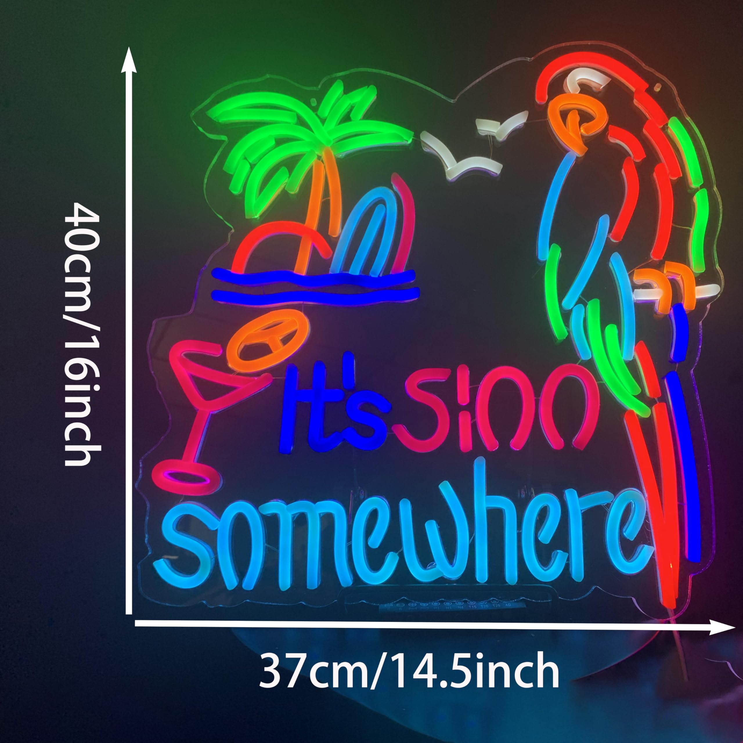 Ldgj Its 5 OClock Somewhere 5:00 Neon Light Sign Home malt-inspired Bar Pub Recreation Room Game Lights Windows Glass Wall Signs Party Birthday Bedroom Bedside Table Decoration Gifts Led