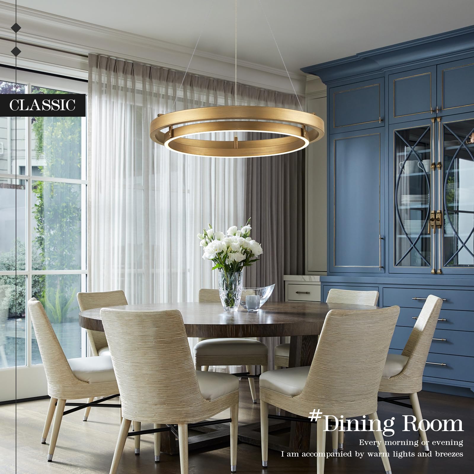 Led Ring Chandelier Brass Gold Chandelier Dimmable Round Foyer Chandeliers Light Modern Circular Chandeliers For Dining Room Ent