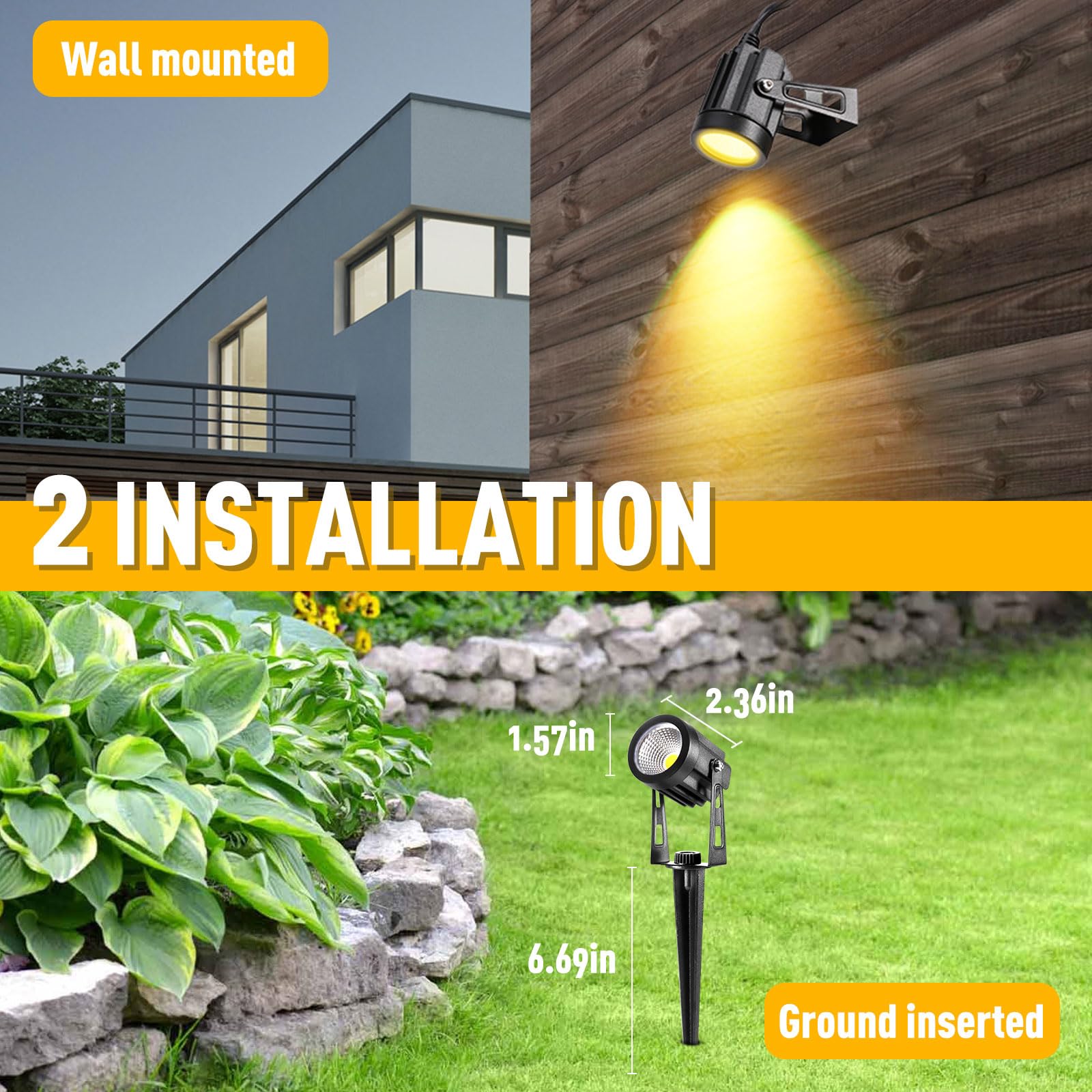 Ecowho 6 Pack 3W Low Voltage Landscape Lights, 2700K Warm White Waterproof Led Spot Lights
