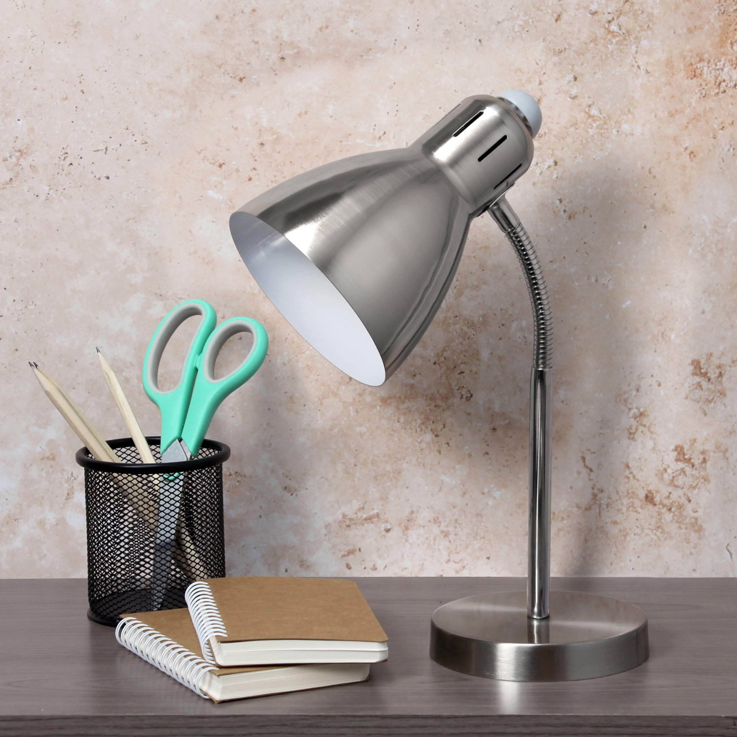 Simple Designs Ld1037-Bsn Semi Flexible Desk Lamp, Brushed Nickel