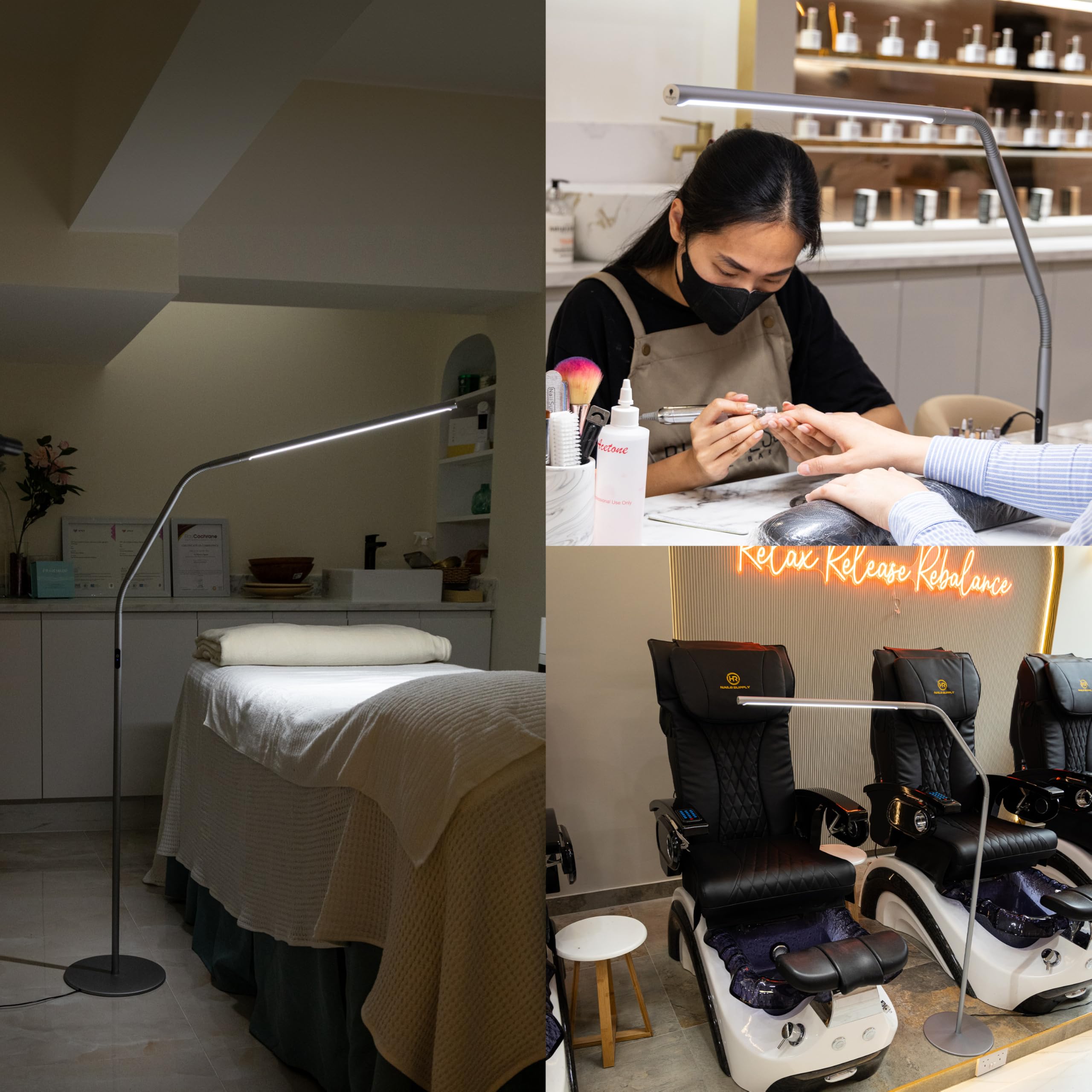 Daylight Slimline 4 Led Floor Lamp - 6,000K, 3,200 Lux, 4 Brightness Levels, Usb-C Port For Fast Charging - Sleek Design, Anti-G