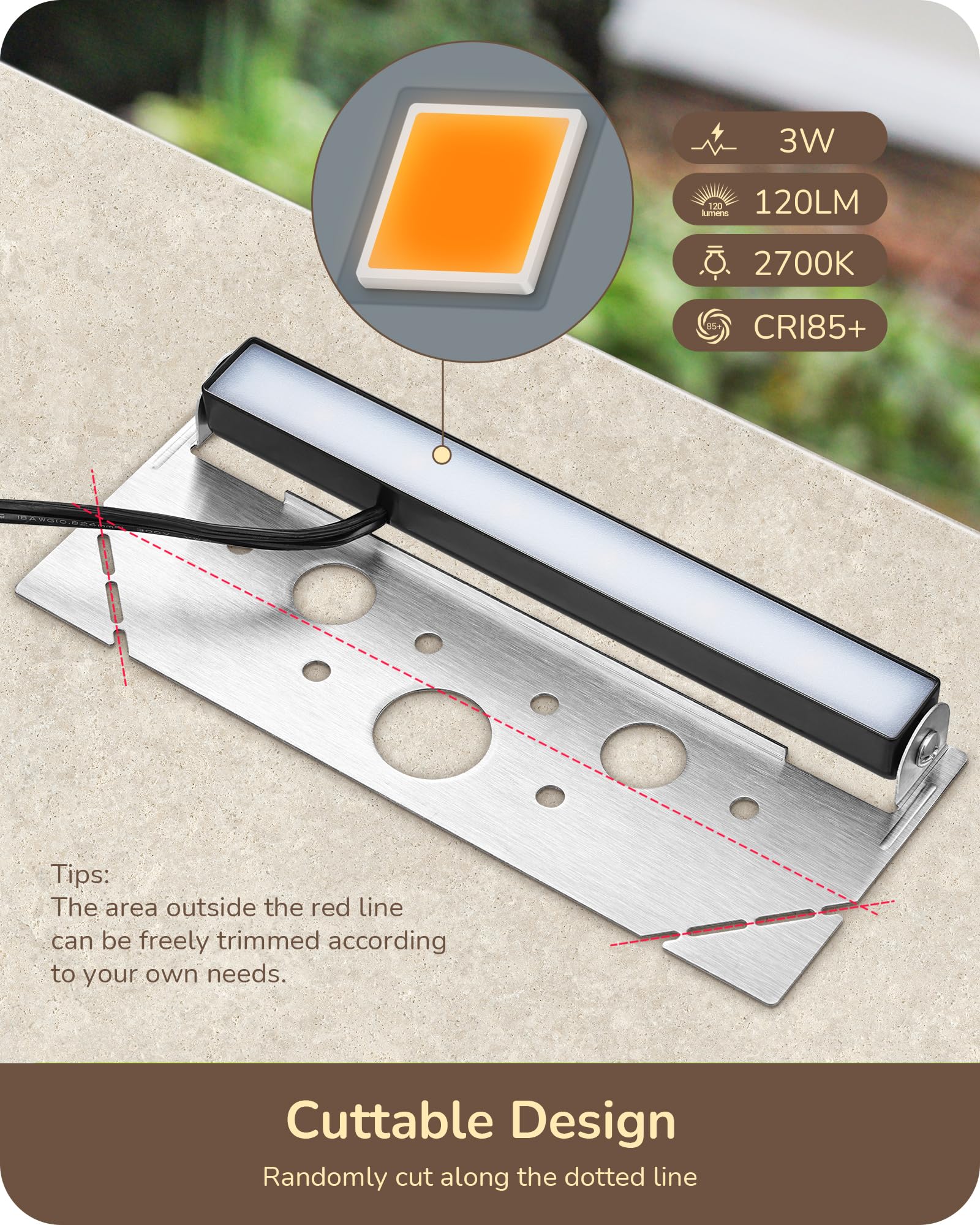 EDISHINE 8 Pack Retaining Wall Lights, 7 in LED Hardscape Lighting, 12V AC/DC 2W 2700K Low Voltage Paver Light, IP65 Waterproof