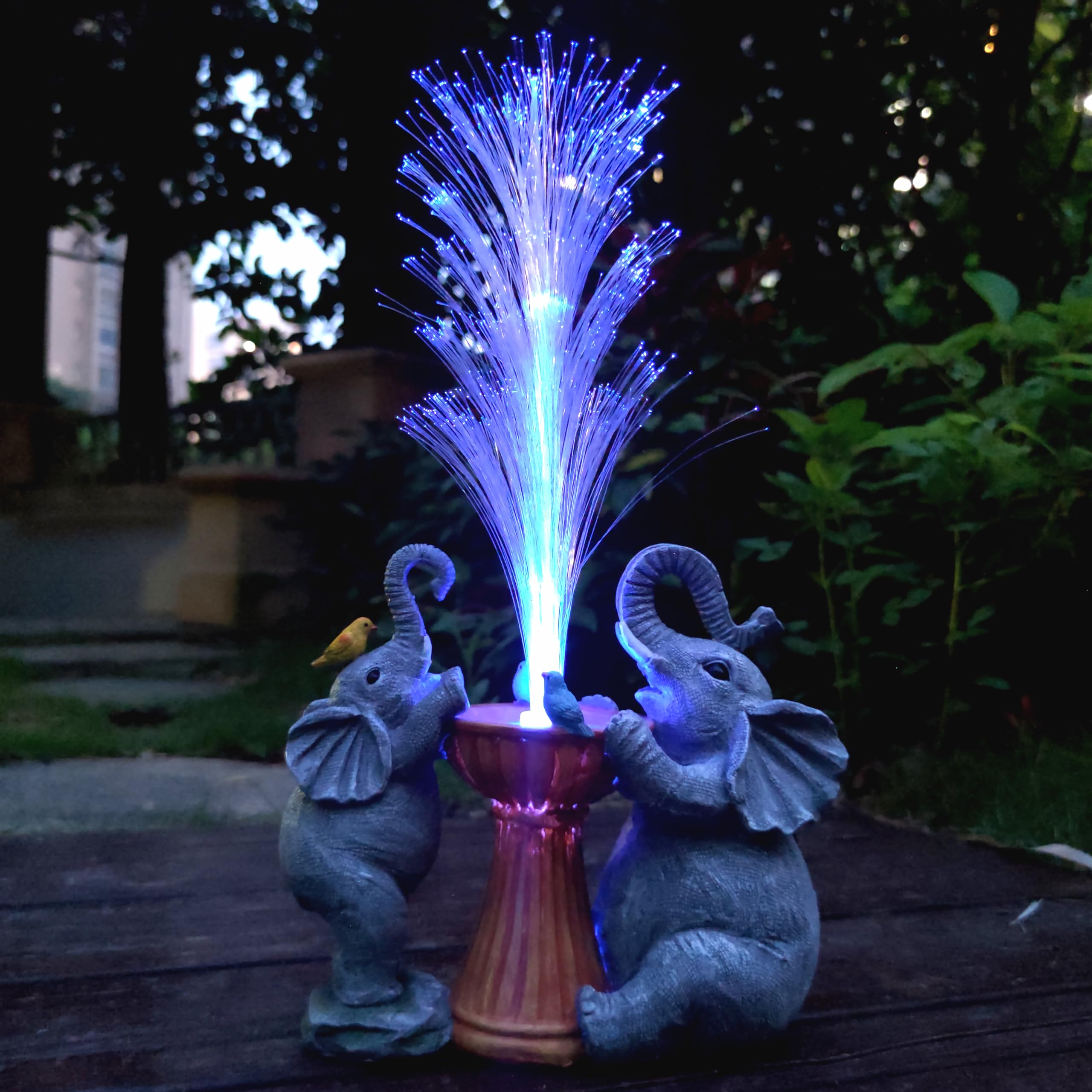 Rctticuu Elephant Statue Solar Garden Decor,Resin Elephant Statue And Colour Changing Optical Fiber Solar Lights,Outdoor Decor F