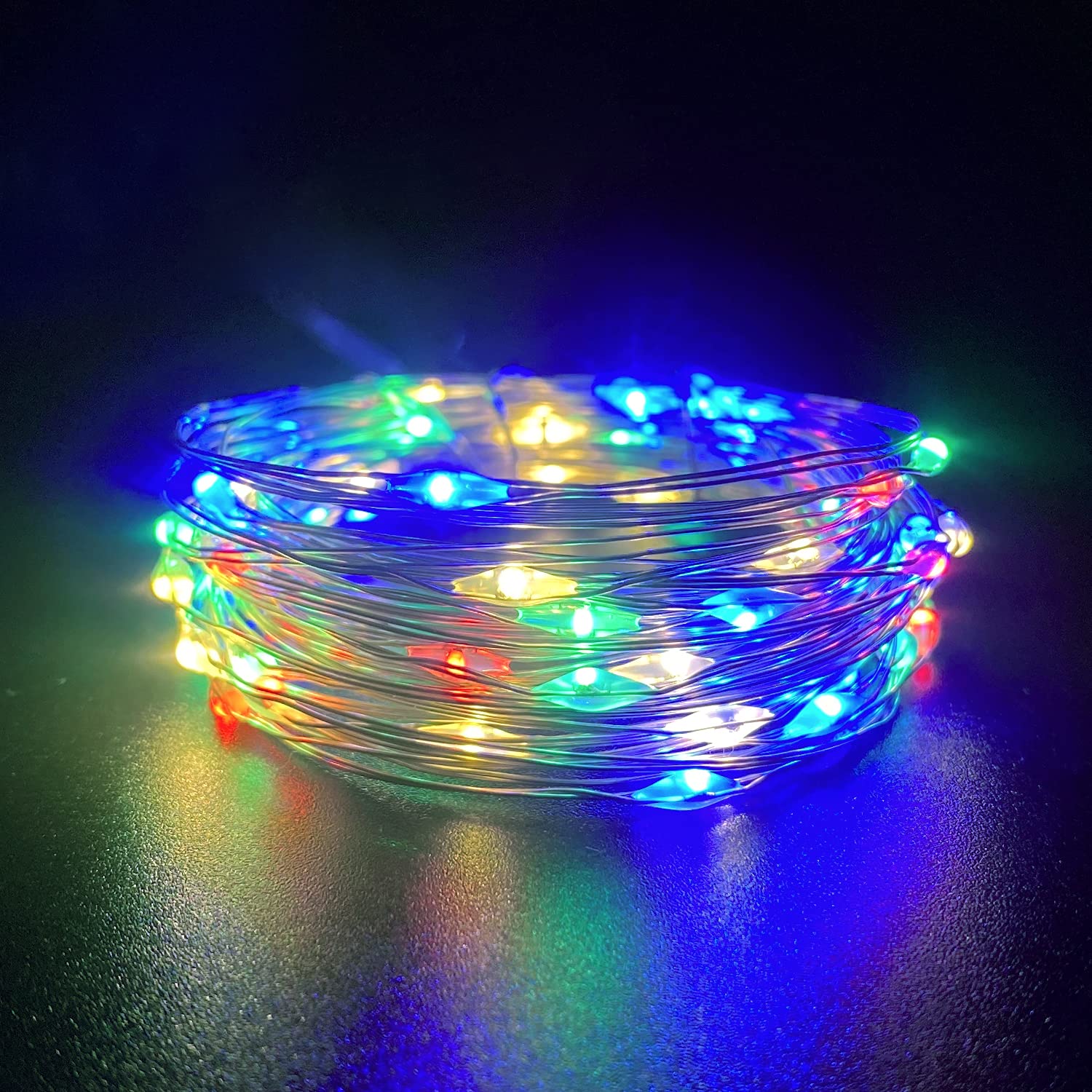 2 Pack Battery Operated Mini Lights,Indoor Led Fairy Lights with Timer 6 Hours on/18 Hours Off for Bedroom Wedding Party Decorations,30 Count LEDs,10 Feet Silver Wire(Multi Color)