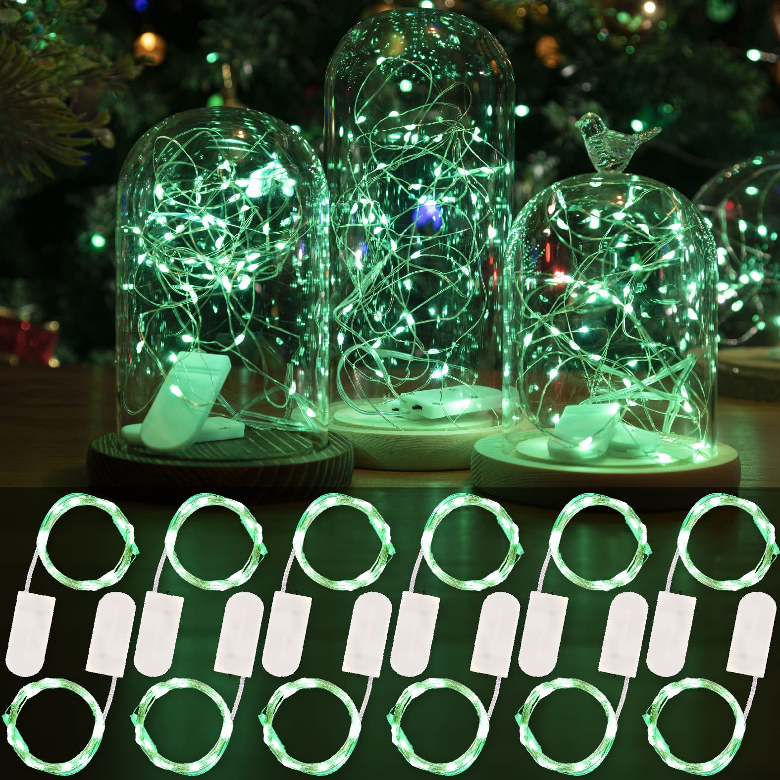 HXWEIYE 12 Pack Fairy Lights Battery Operated  7ft 20LED Mini Twinkle String Light for Mason Jar DIY Wedding Table Centerpieces Party Bedroom Christmas (Green)