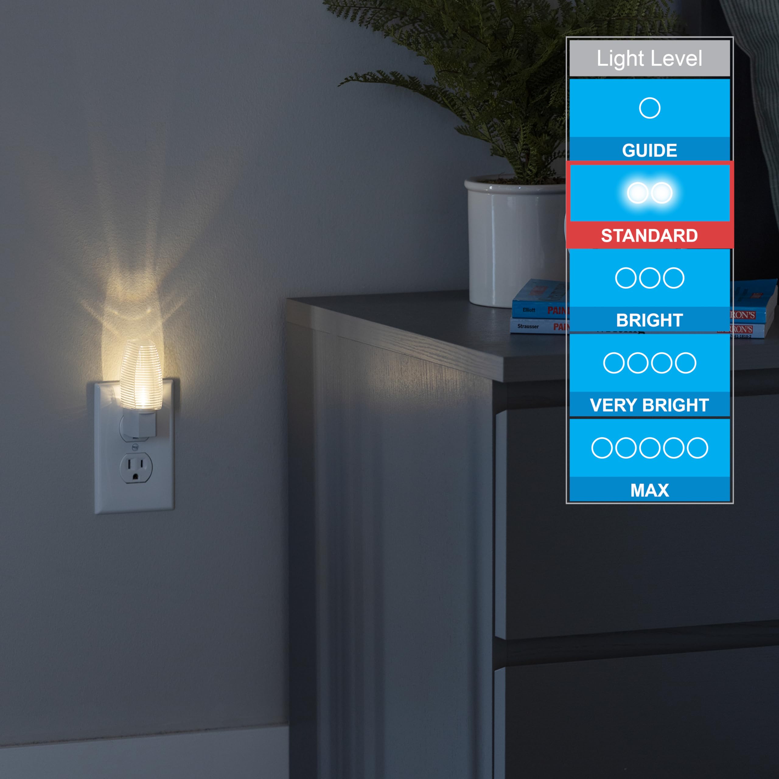 Lights By Night LED Night Light, Auto On/Off, Dusk to Dawn Sensor, Clear Shade, 4 Pack, Model 31924