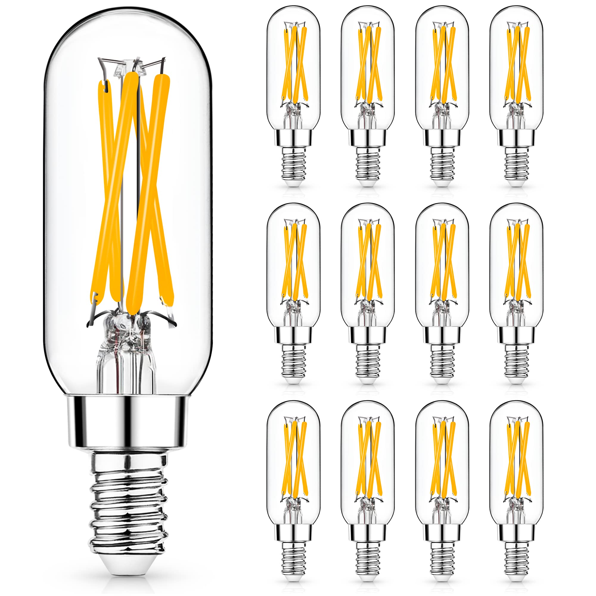 Mlambert E12 LED Edison Bulb 4W (40W Equivalent) Dimmable Warm White 12 Pack T6-XSXW Glass