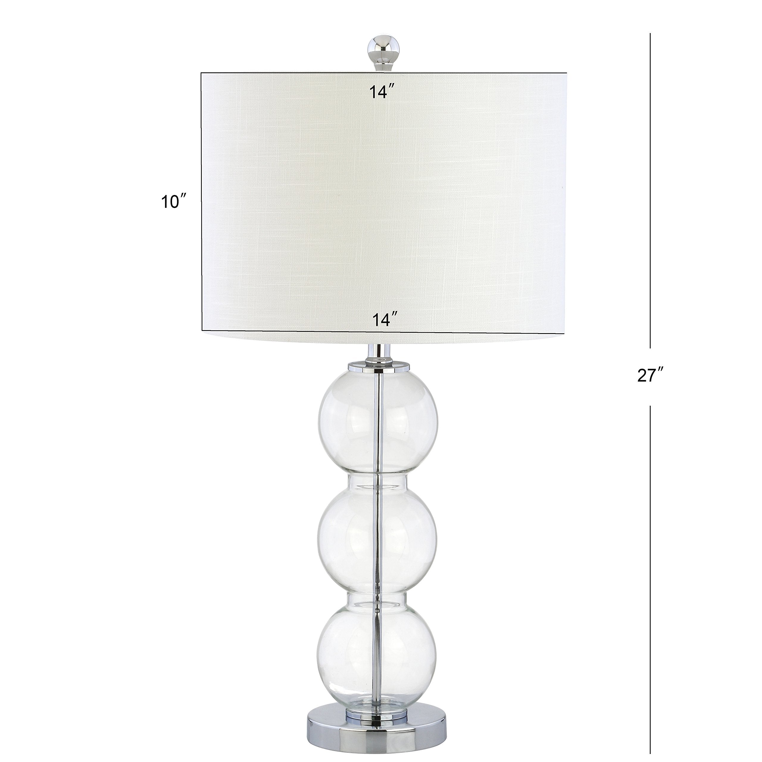 JONATHAN Y 27" Glass Triple-Sphere LED Table Lamps Set of 2, Clear/Chrome, Model JYL1070D-SET2 for Bedroom, Living Room, Office