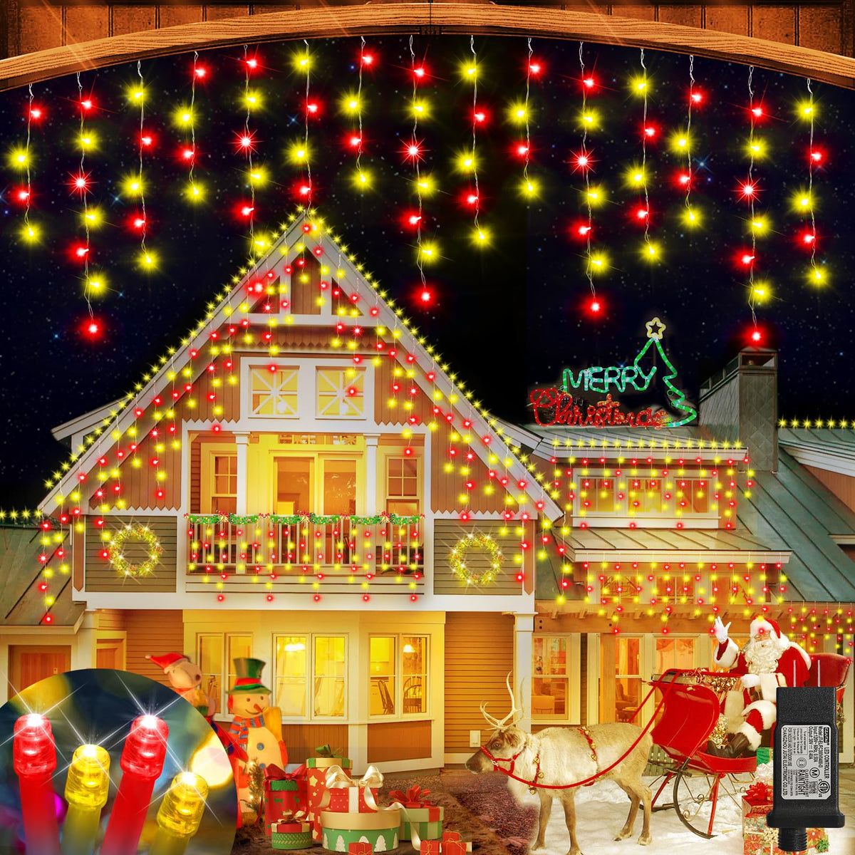 164ft 1600LED Christmas Lights Outdoor Waterproof String Lights Plug in Curtain Lights with 8 Modes Timer Hanging Fairy Lights f