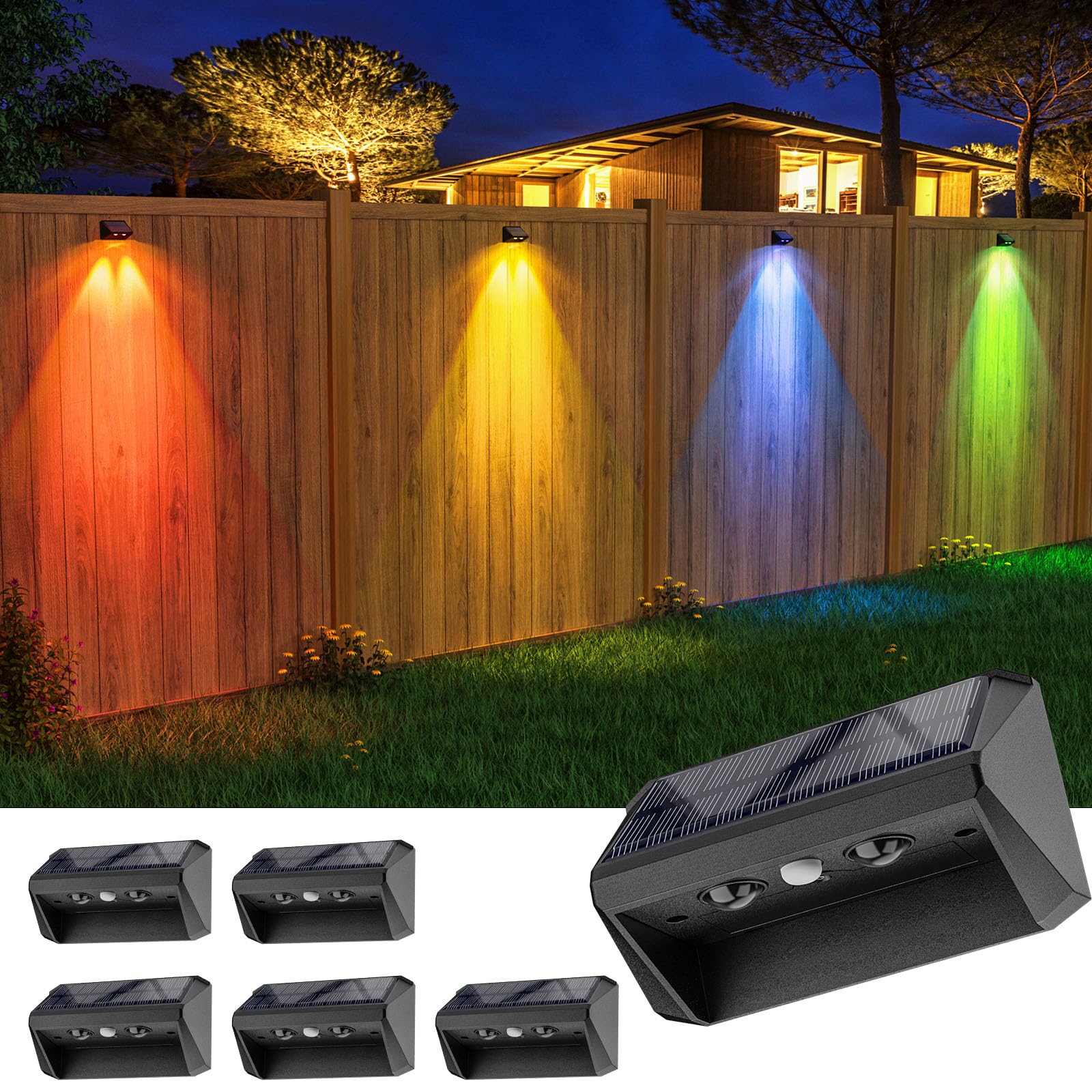 Bridika Solar Fence Lights Outdoor 6 Pack - Waterproof Led Warm White, Cool White, Rgb, Black