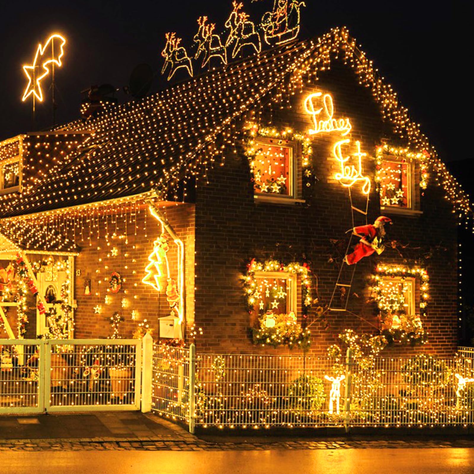 Green Convenience Christmas Lights 105Ft 300 Led Battery String Lights With Timer Memory Function Or Battery Powered Waterproof String Light For Indoor Outdoor Decoration (300Led Warm White)