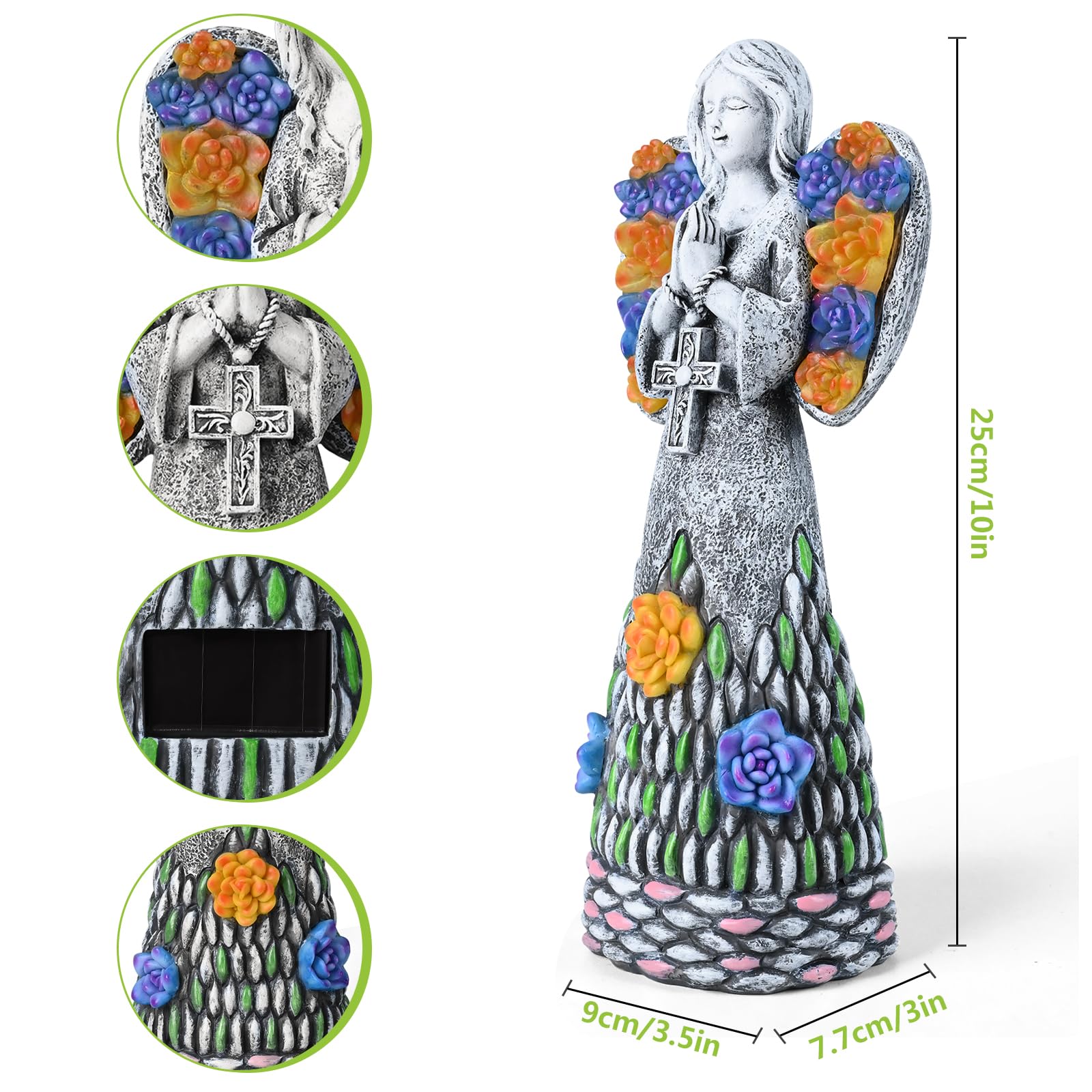 Yiosax-Garden Angels Outdoor Statue-Solar Angel For Cemetery Decor-Garden Angel Statues Praying Memorial For Patio Lawn Yard Por