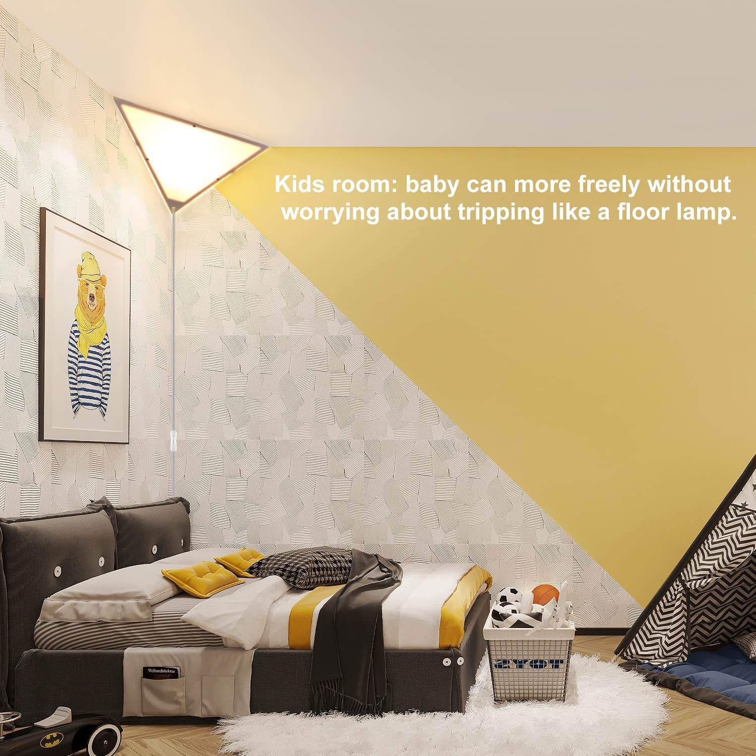 Zlierop Corner Light 2-Pack, Acrylic White Triangle Lamp with Switch for Living Room, Bedroom, Office, Kids Room
