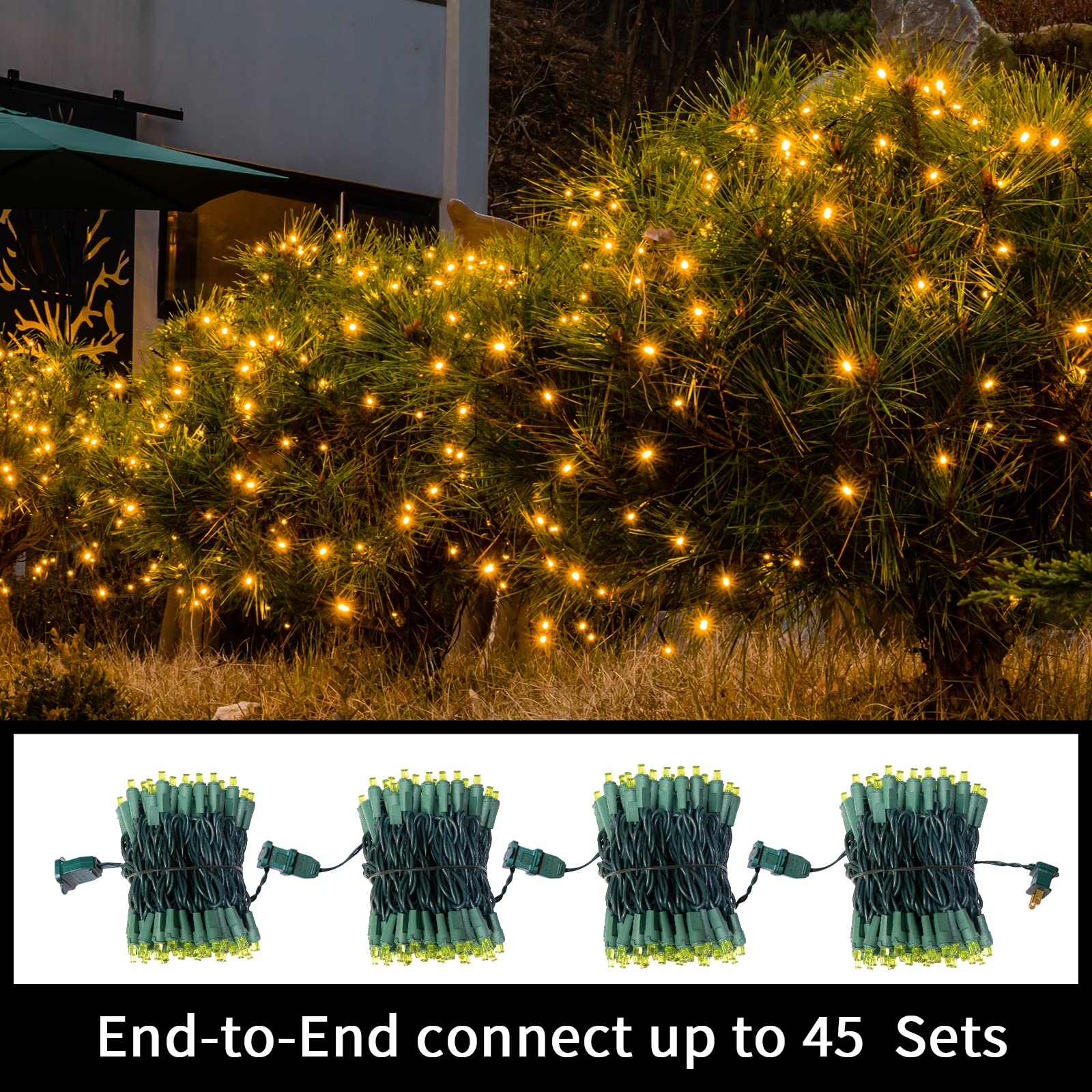 Lamphome 100 Count Yellow - String Lights - 21.6Ft Led Christmas Lights, Mini Led Lights For Indoor Outdoor Home Holiday Party W