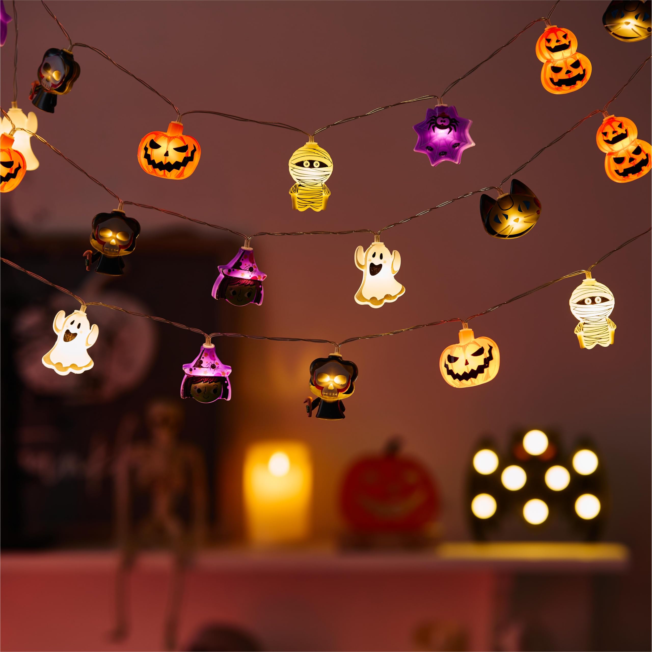 Lolstar Halloween String Lights Decorations, 20 Led Halloween Window Lights Battery Operated (Not Included) With Timer Function And 8 Flashing Modes, Window Lights For Halloween Home Indoor Decor