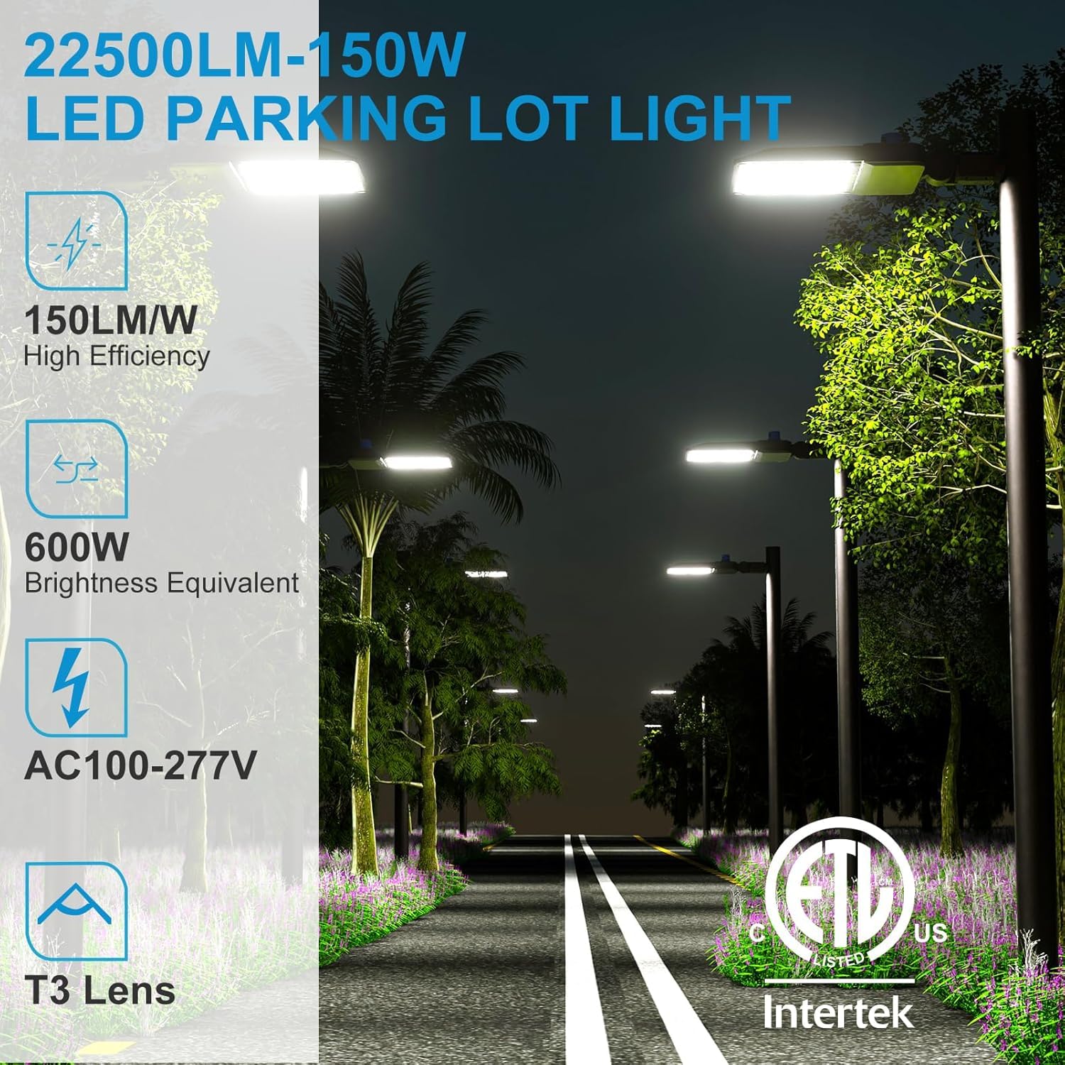 150W Parking Lot Lights 21000Lm (Eqv 600W) 5000K Daylight Led Parking Lot Light Dusk To Dawn Etl Listed Ip65 Exterior Parking Lot Lights Energy Saving Upto 1100Kw*3/Y(5Hrs/Day)-3Pack