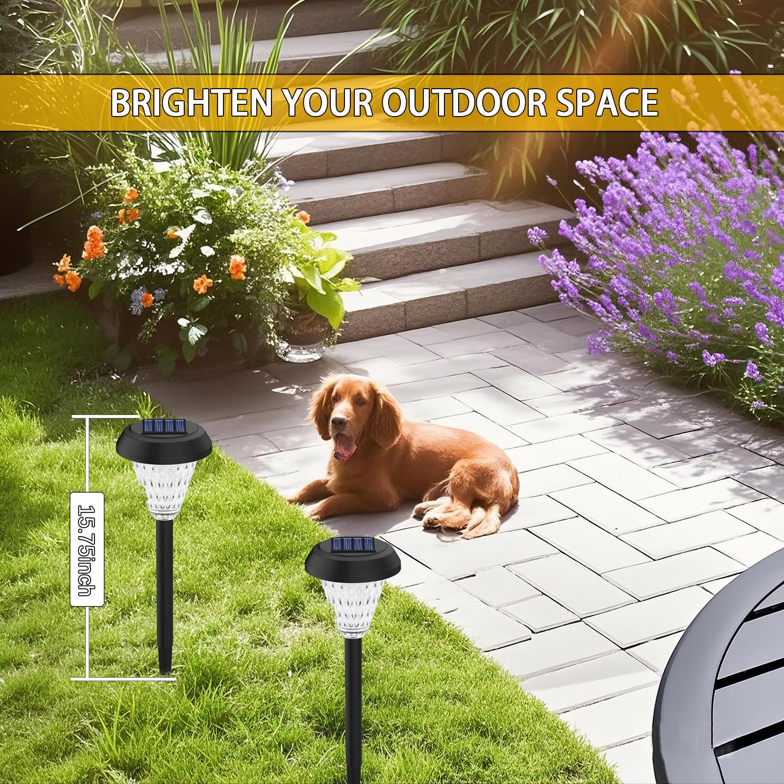 Pearlstar Solar Lights Outdoor Garden Decor - 8 Pack Solar Pathway Lights For Outside, Waterproof Solar Powered Outdoor Garden L
