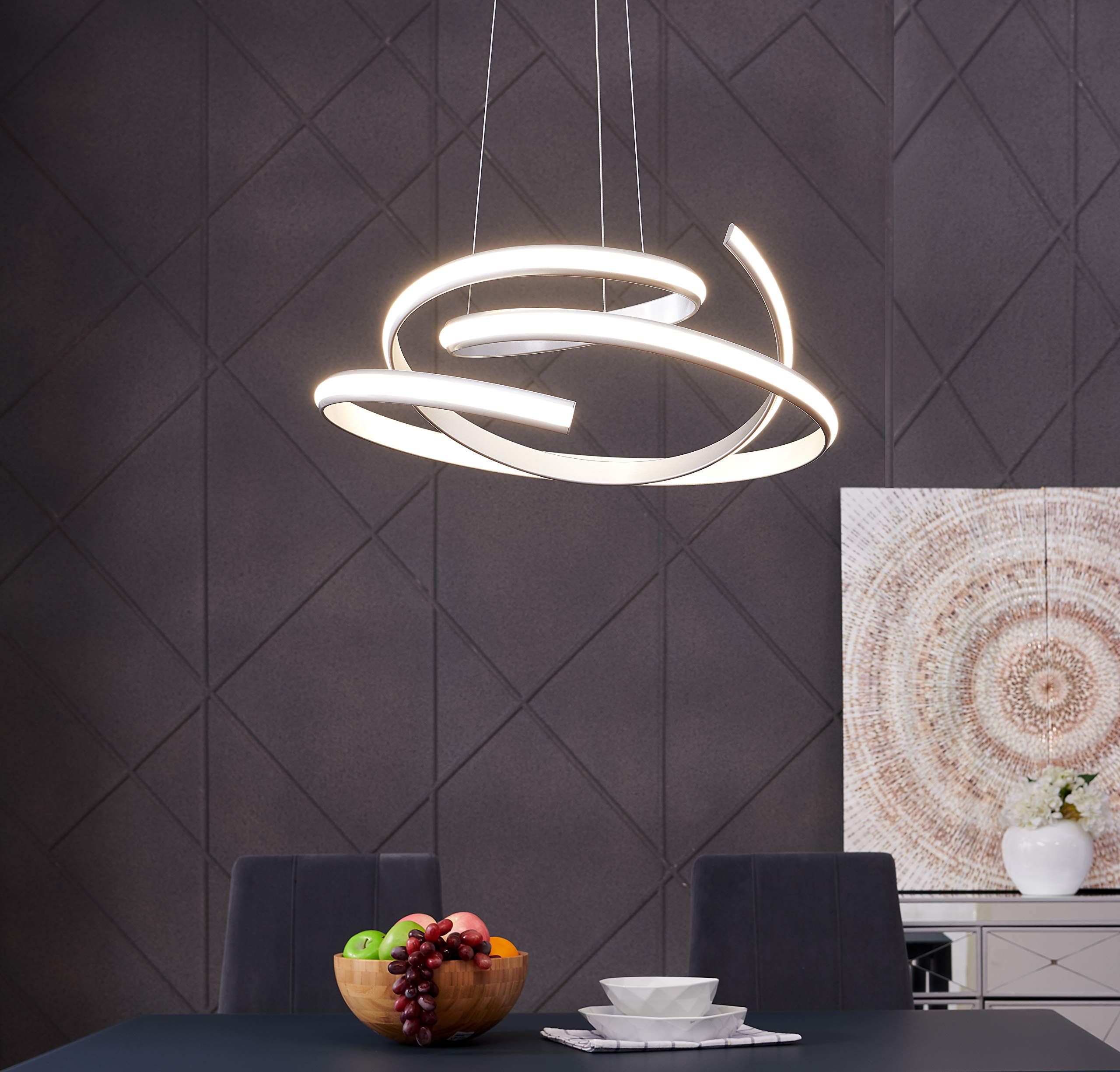 mCasting Oslo LED Chandelier, Adjustable, Aluminum, Silver, Model CH-005