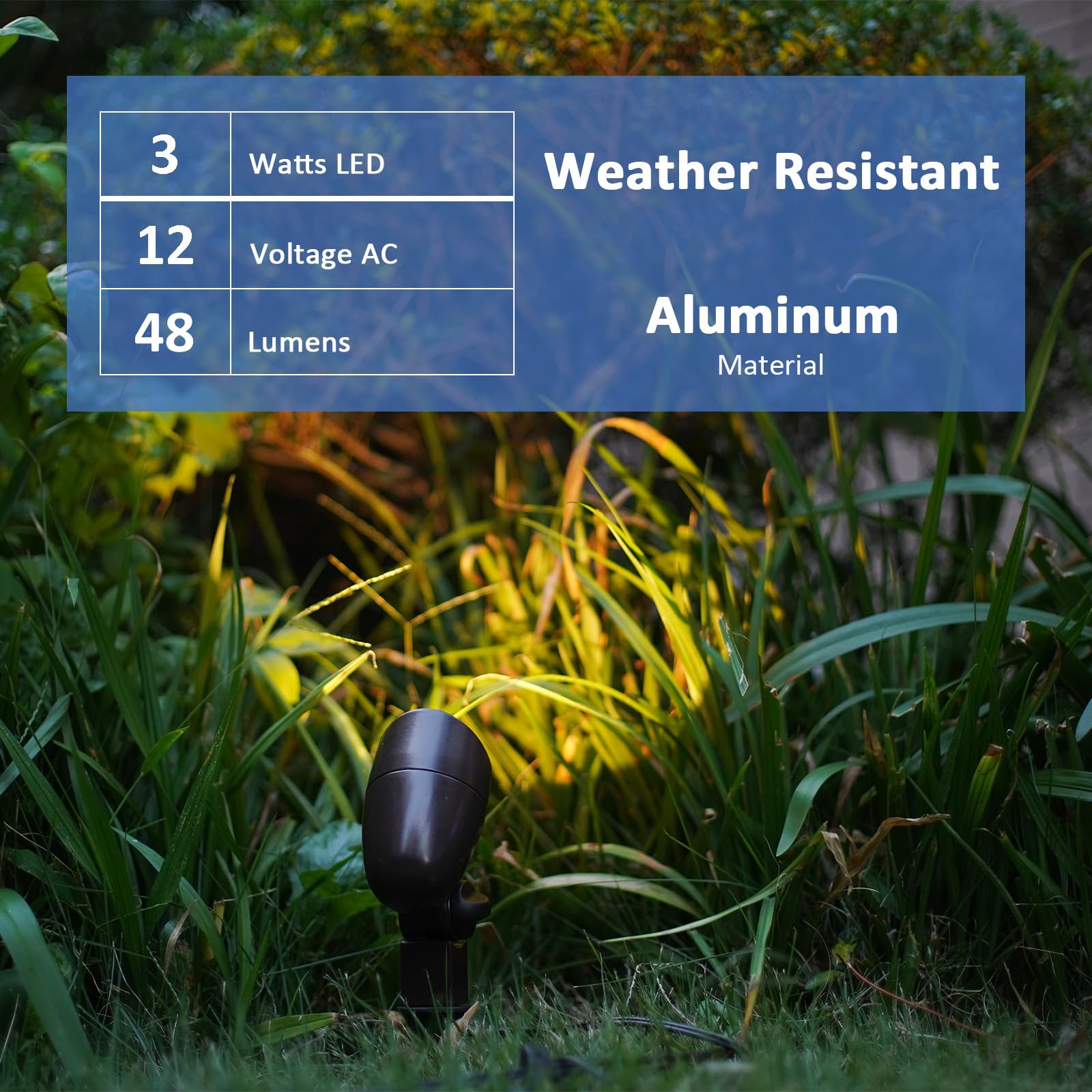 Lighting Living Malibu Equinox Led Low Voltage Floodlight 3 Watts Landscape Lights Outdoor Spotlight Waterproof Lighting For Driveway, Yard, Lawn, Flood, Garden, Outdoor Lighting