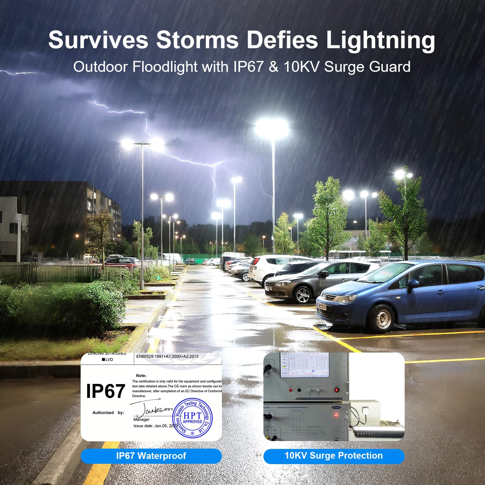 Hodelvju 100W Led Flood Light Outdoor  14000Lm Arena Lights 6500K Daylight White Stadium Lighting Super Bright Street Light Ip67 Waterproof Pole Lights Adjustable Angle For Garten Parking Lot Lighting