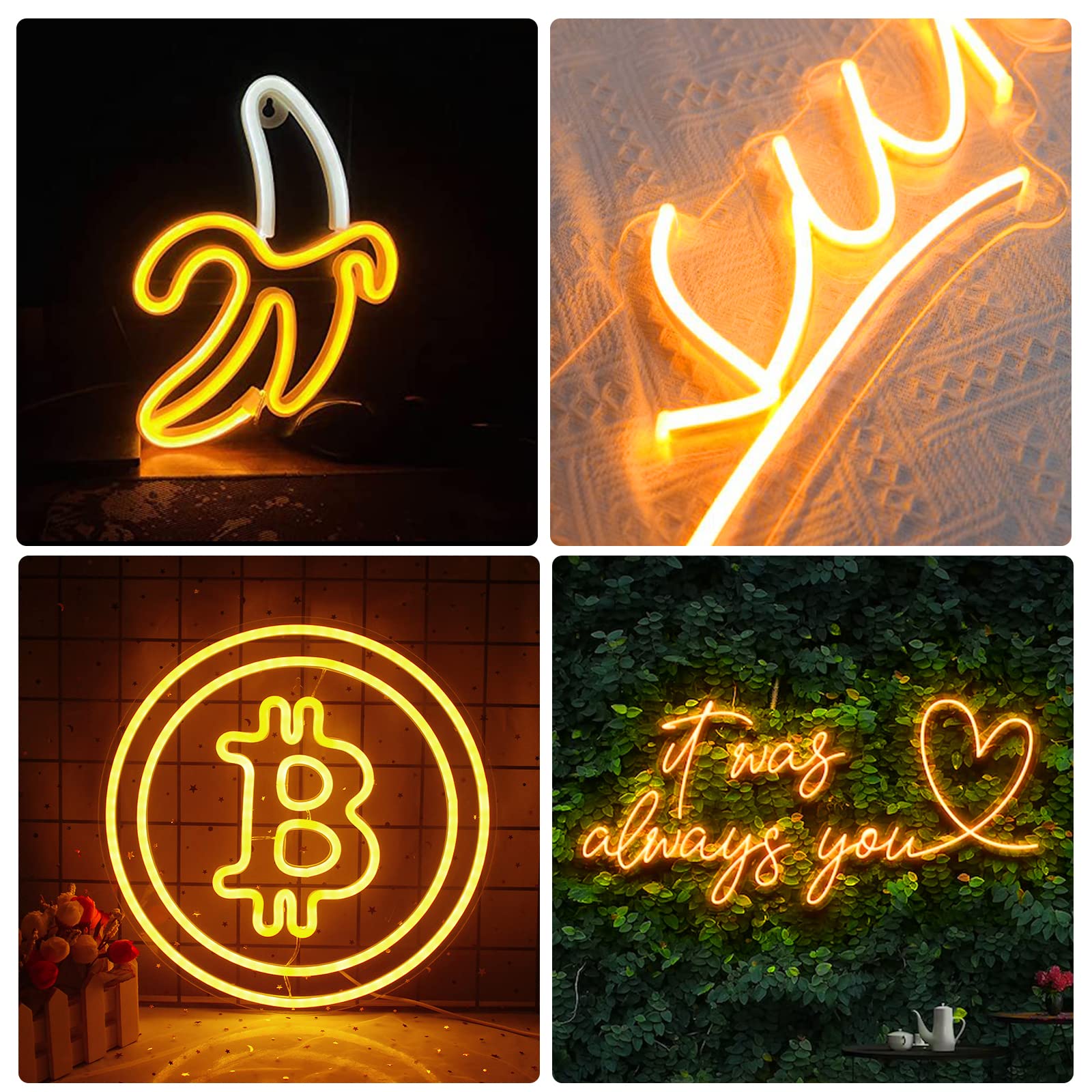Galgreen Neon Rope Lights, 16.4ft Waterproof LED Strip, Dimmable Remote, Flexible Silicone Rubber, Yellow, Model ST-TING-L167