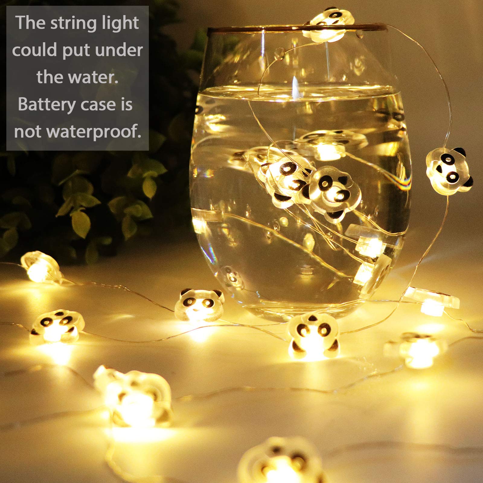 Supergift Panda Led String Lights 10Ft 30 Leds Party Lights Battery Operated Copper Wire Night Light Outdoor String Light Waterproof Indoor Bedroom Children Girls Room Wall Décor