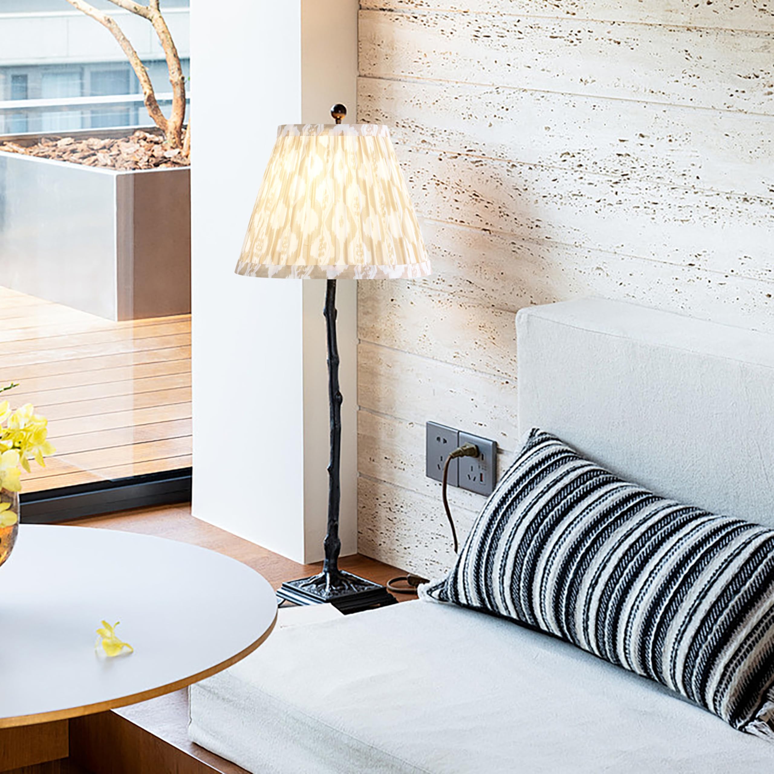 Go&So Small Pleated Art Deco Lamp Shade - Vintage Multi-Floral Design, 5X9X6.4 In, Spider Replacement Shade For Table & Wall Lamps