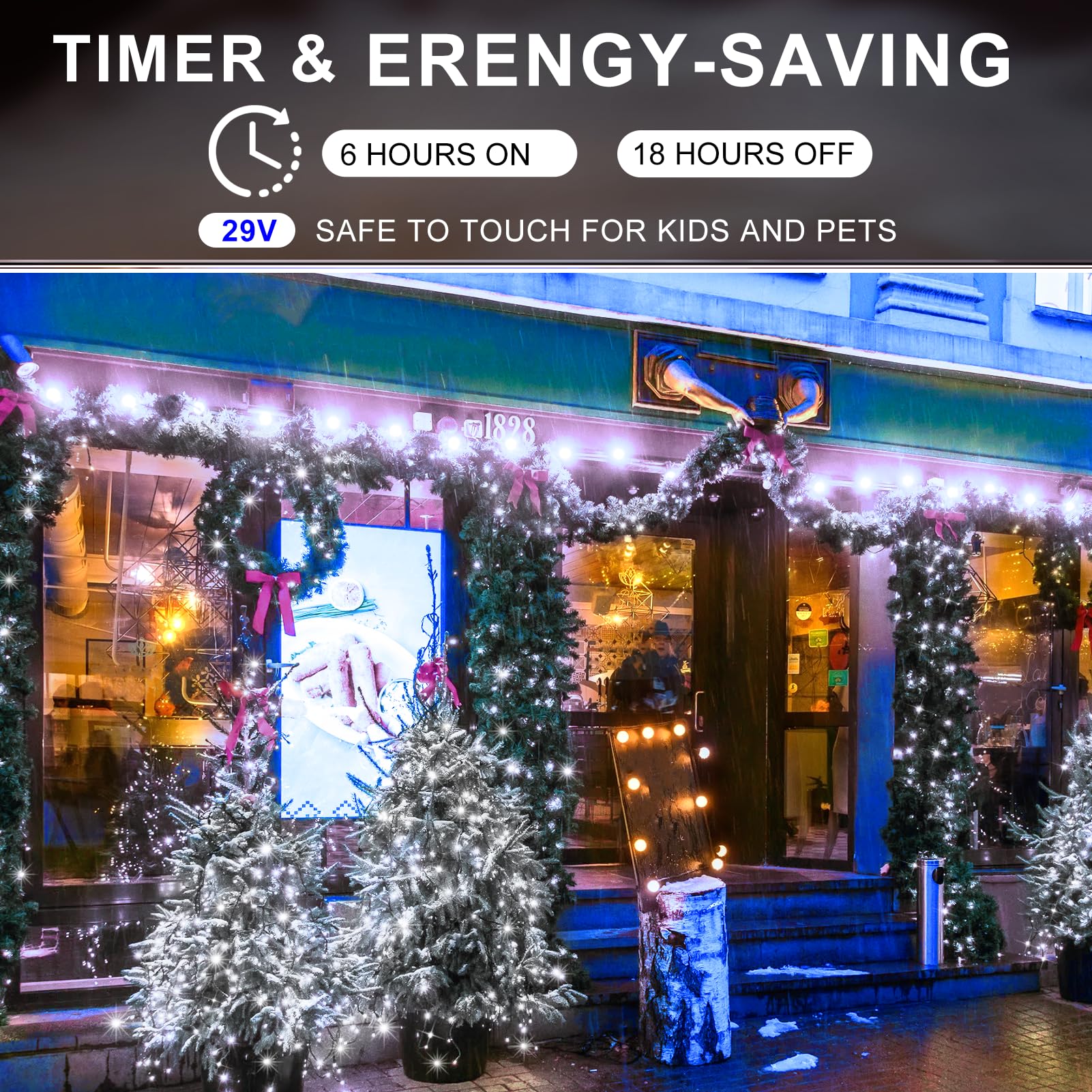 KNONEW Outdoor Christmas Lights 1000 LED 403ft String Lights Cool White Waterproof with Timer, Model 68KN-168LIG-NIU