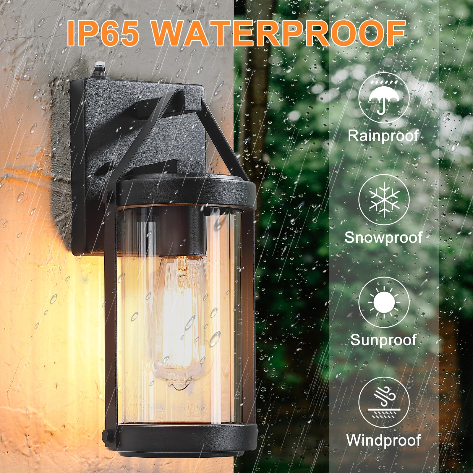 Lonedruid Dusk To Dawn Sensor Outdoor Wall Sconce Lighting Black Exterior Porch Lantern Waterproof Outside Garage Light Fixtures