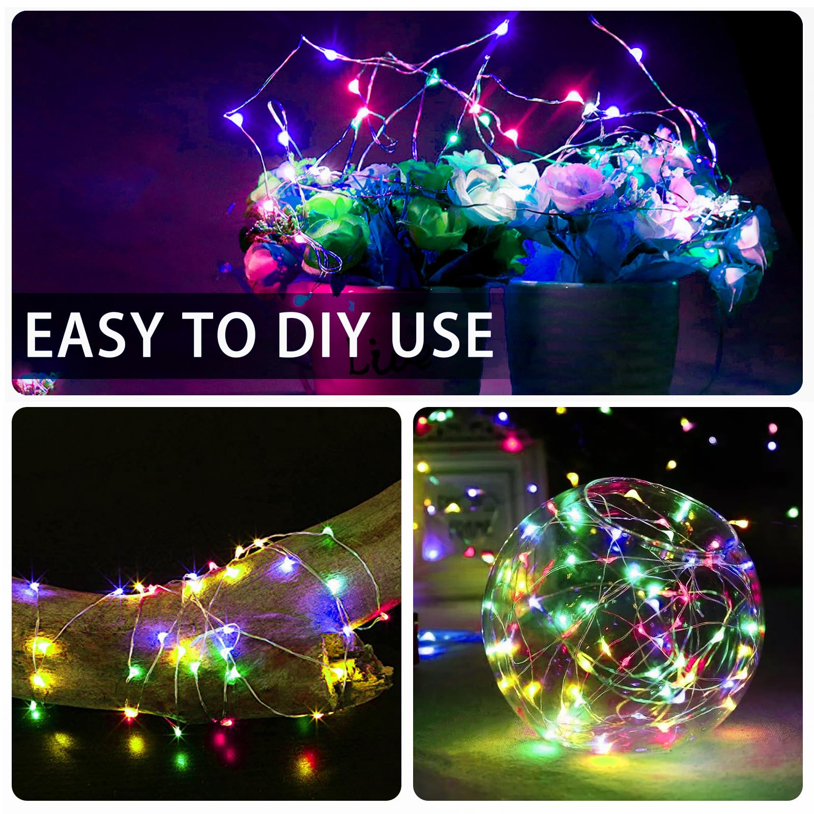 Chzk Fairy Lights Battery Operated  12 Pack 7Ft 20 Led Mini String Lights Twinkle Lights For Christmas Helloween Mason Jars Centerpiece Table Decorations (12  Multicolor)