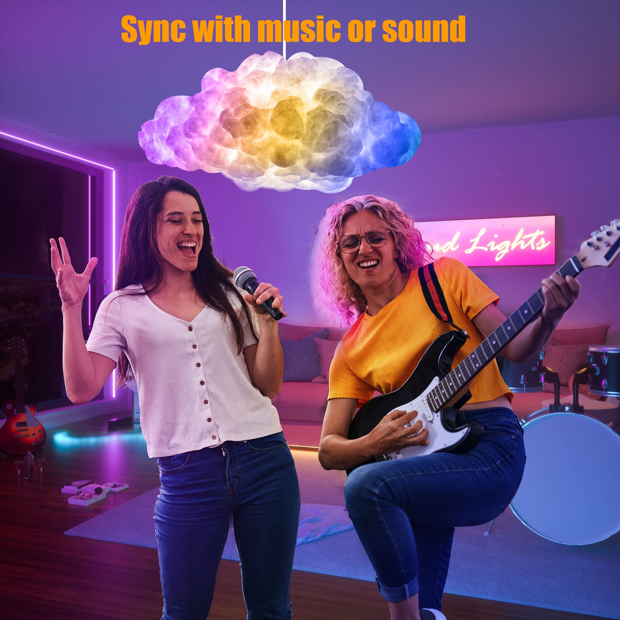 Vilsom Led Cloud Light,2Pcs Rgb Cloud Lights With Ic Remote Control And App Control Cool Lights Sync Music Color Changing Led Lights For Bedroom Ceiling Adults And Kids Modern Home Decorations