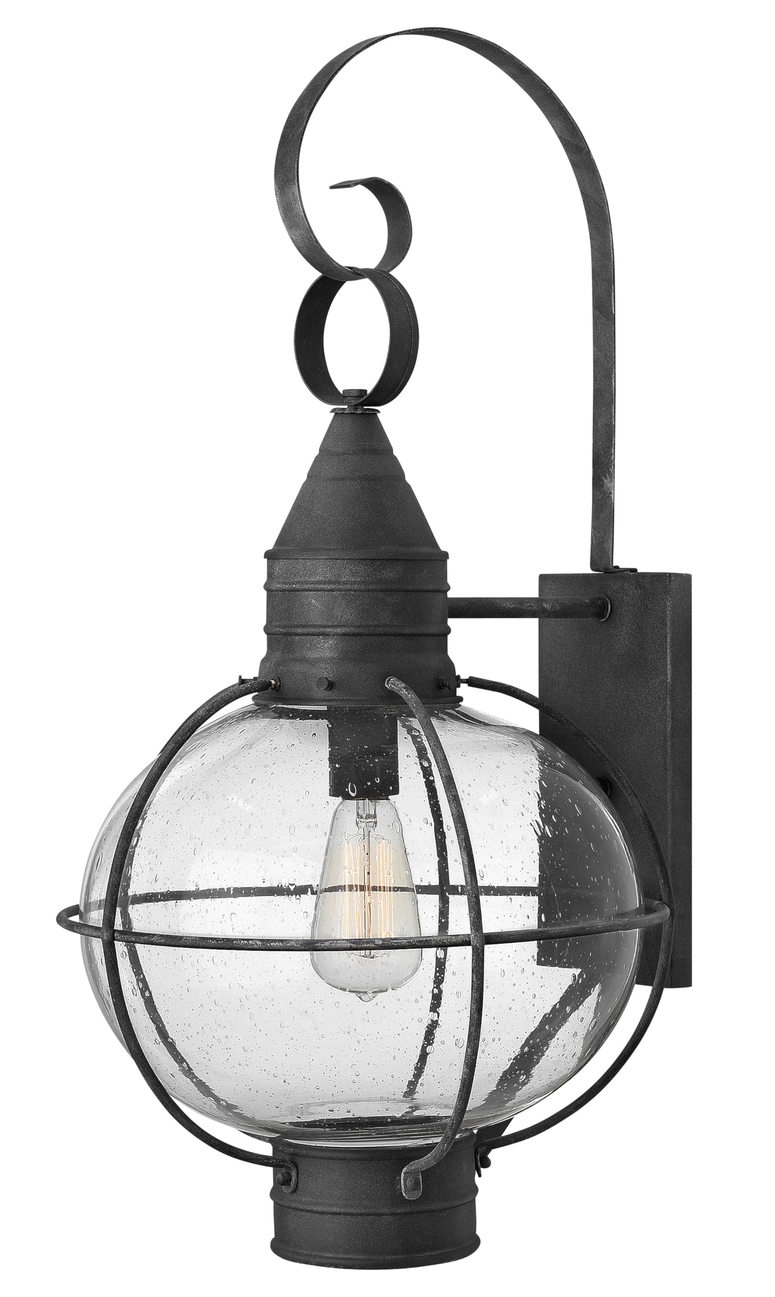Hinkley Cape Cod 2205DZ Large Outdoor Wall Mount Onion Lantern, Clear Seedy Glass, Wet Rated, Aged Zinc