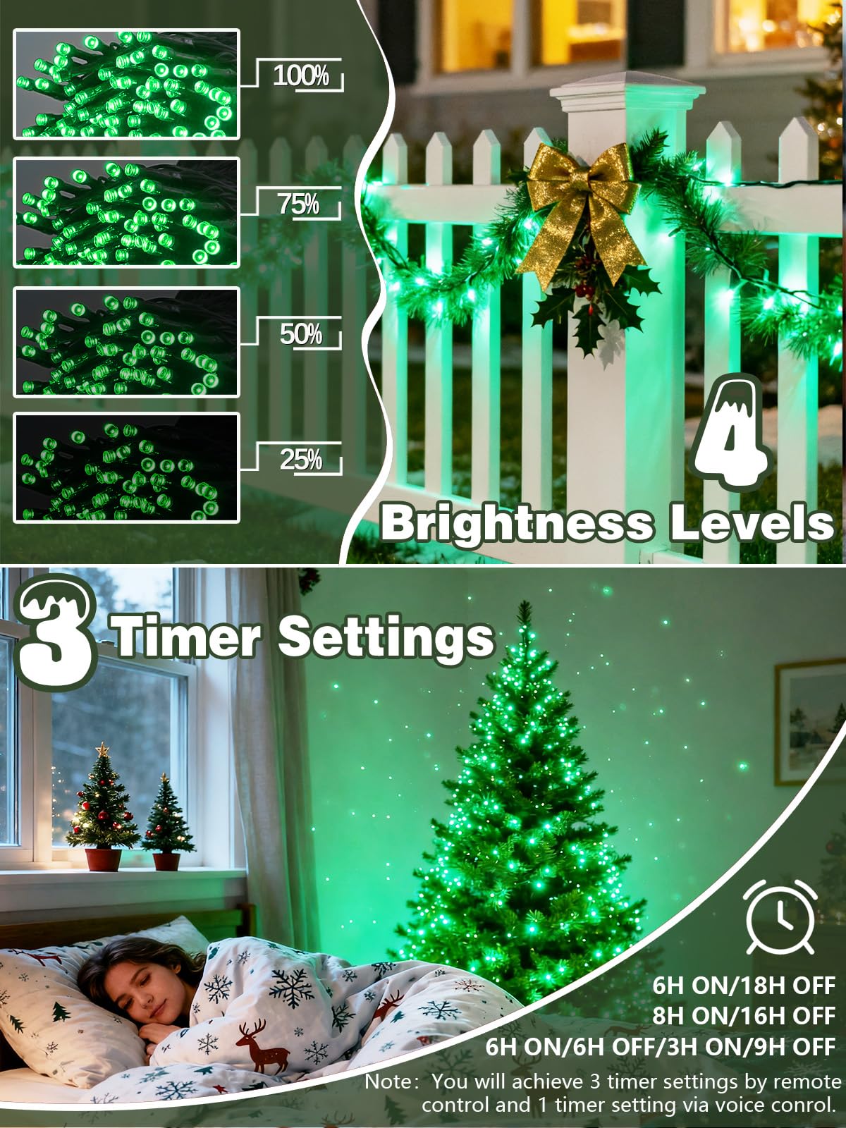 Voice Controlled Christmas Lights With Remote  99 Ft 300 Led String Lights Indoor Outdoor With 12 Modes 3 Timers  Dimmable Twinkle Light Plug In Waterproof For Xmas Tree Yard Party Decorations  Green
