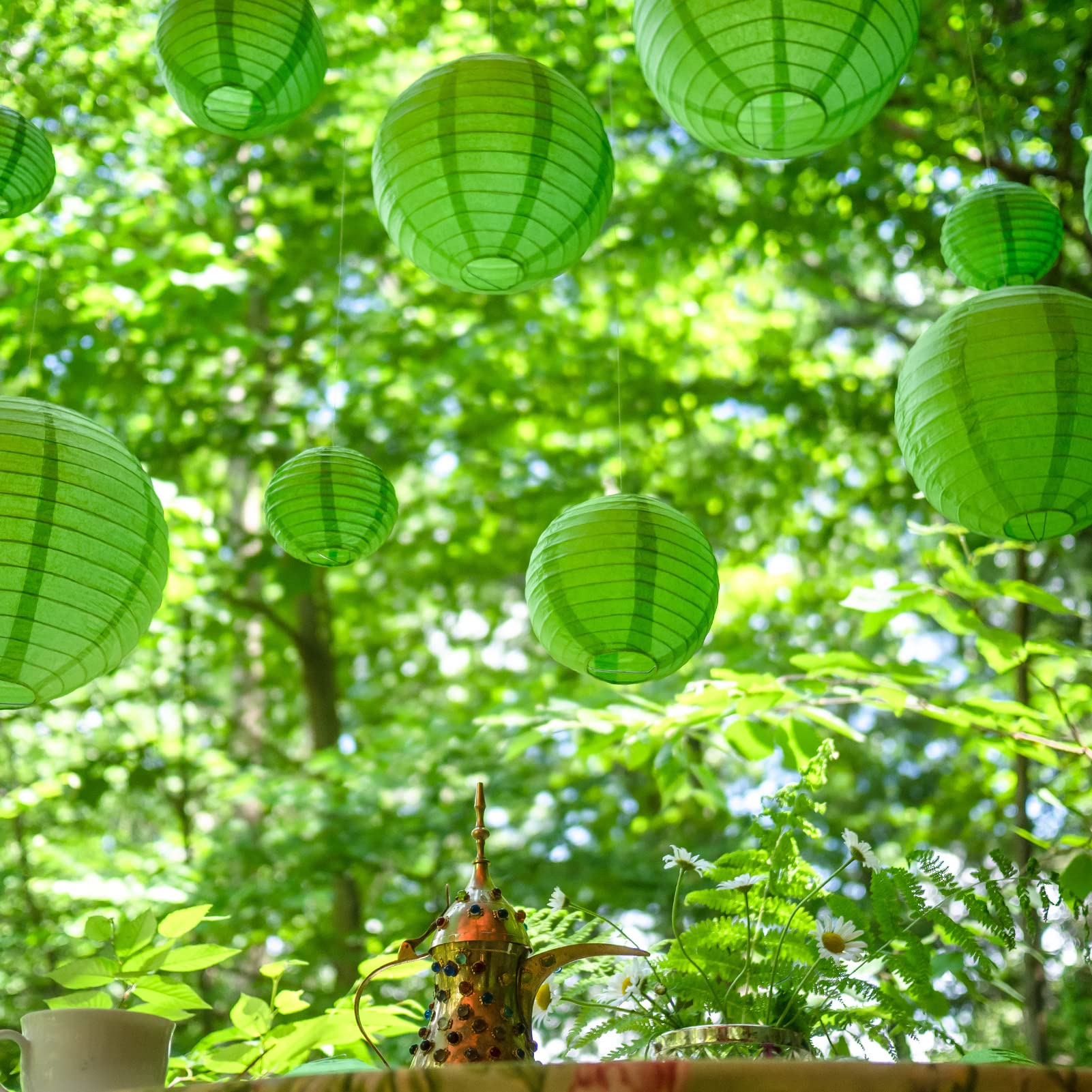 Avoseta Green Paper Lanterns - 25 Piece Set for Parties, Weddings, and Events - B09WM3HFS8