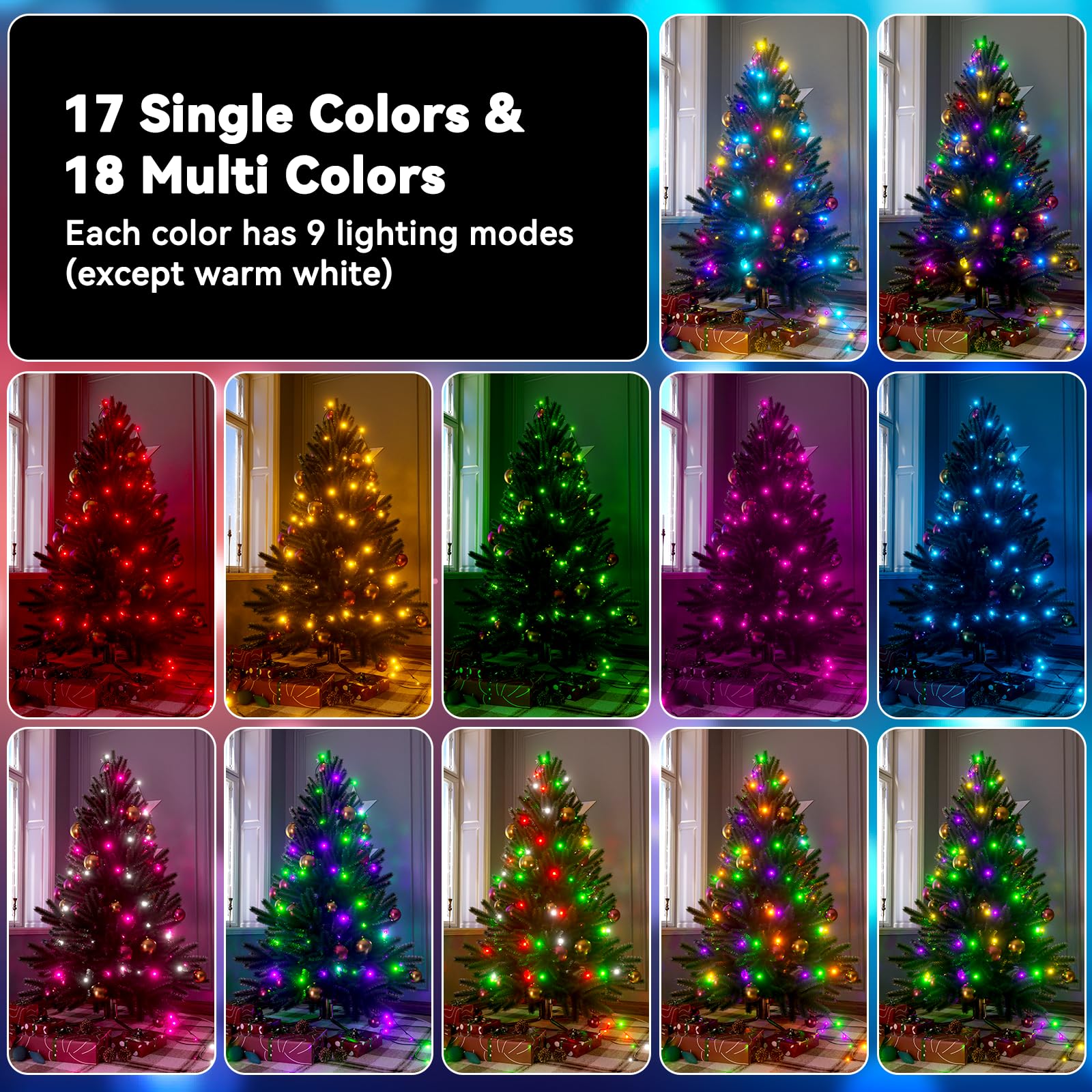 Lithome 164Ft 500 Led Color Changing Christmas String Lights Outdoor  35 Colors Rgb Christmas Lights With Remote  Dimmable Led String Light Plug In  Xmas Tree Light Indoor For Holiday Party Decor