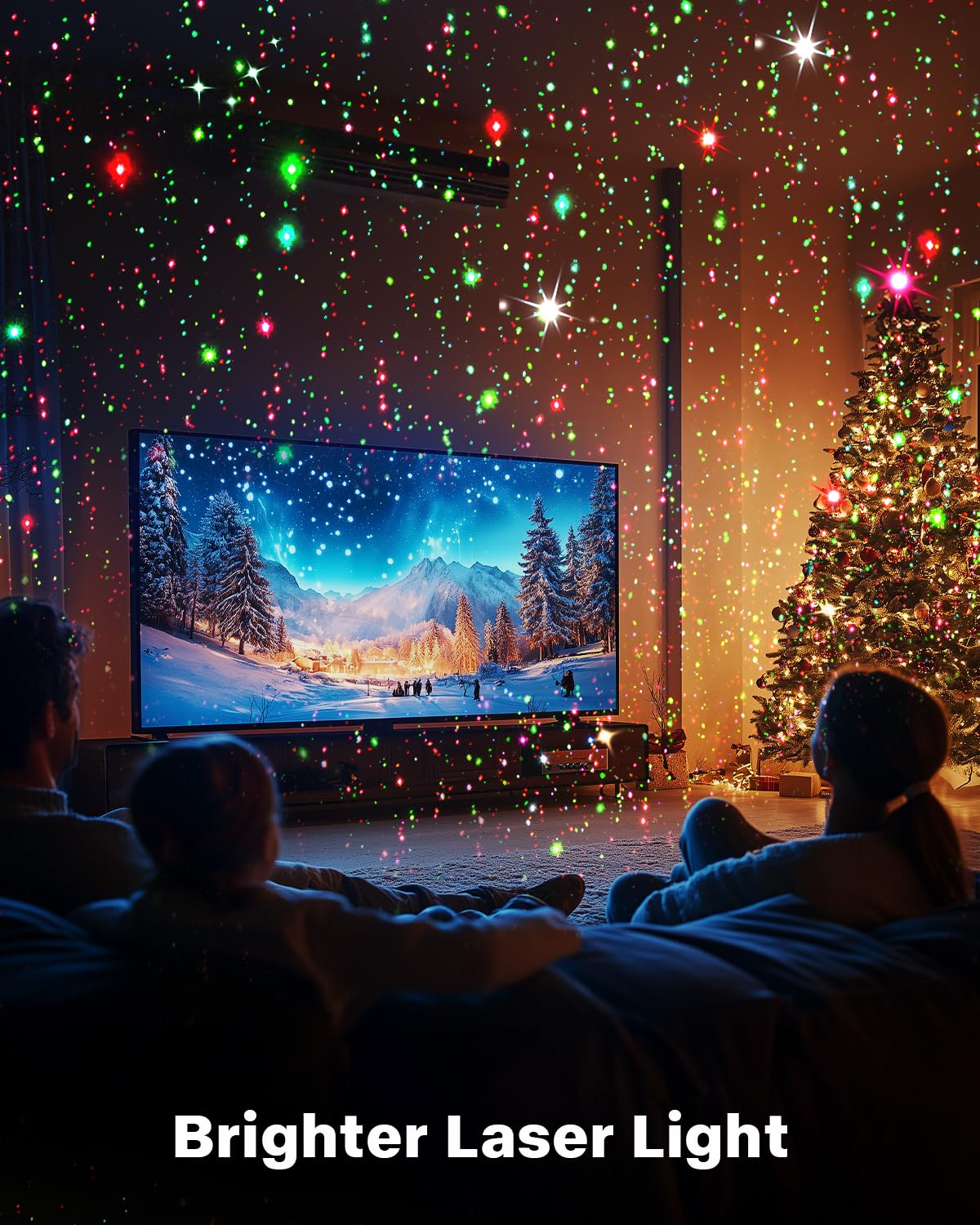 Brighter Laser Christmas Lights Projector Outdoor, 2024 Upgraded 2 Colors Red Green Gypsophila Moving Twinkle Stars Light Show,