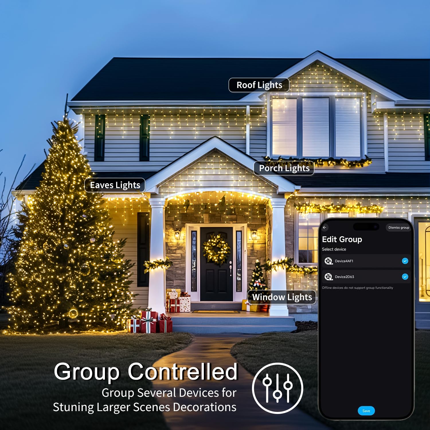JMEXSUSS 400 LED RGB Icicle Lights - Color Changing, Plug-in for Indoor/Outdoor Use, 42.6FT Length