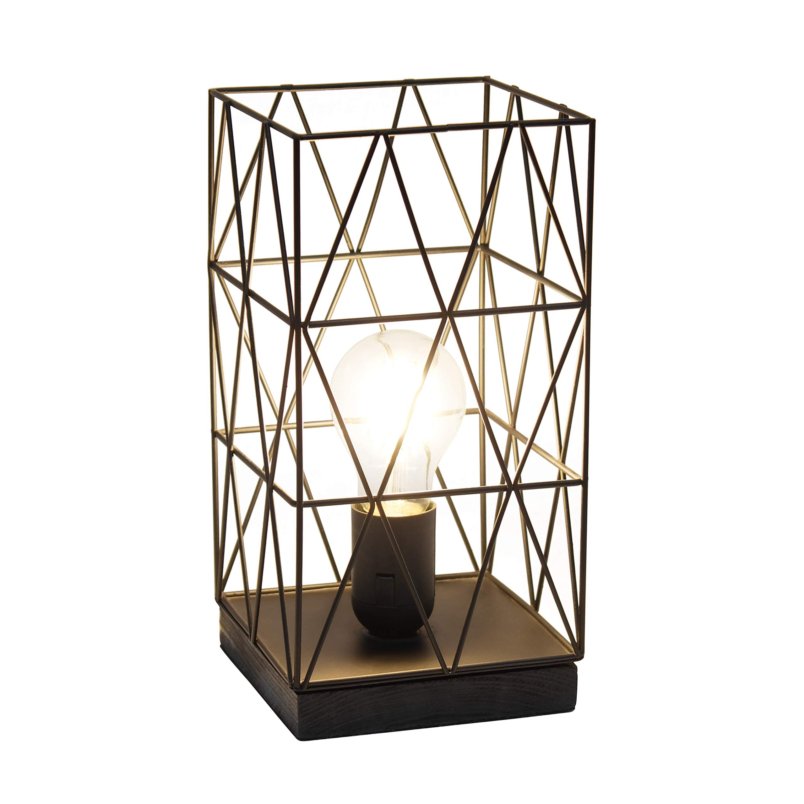 Simple Designs LT1073-BLK Metal Table Lamp, Geometric Square, 1 Count, Black