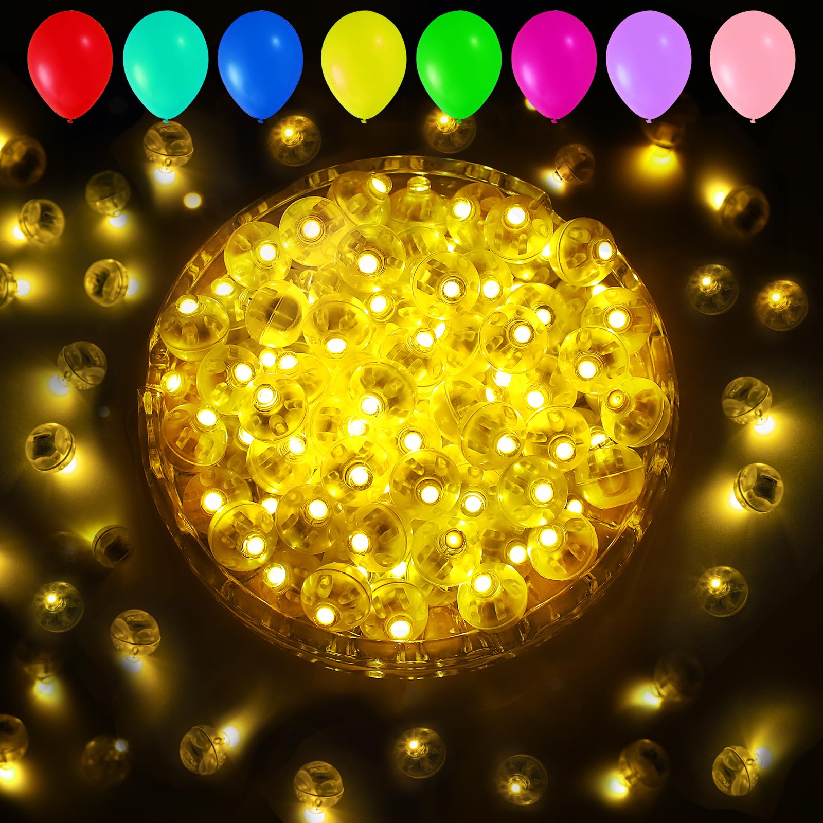 Aogist 100Pcs Balloon Lights,Long Standby Time Waterproof Twinkle Mini Light,Battery Powered,Round Led Ball Lamp For Balloon Pap