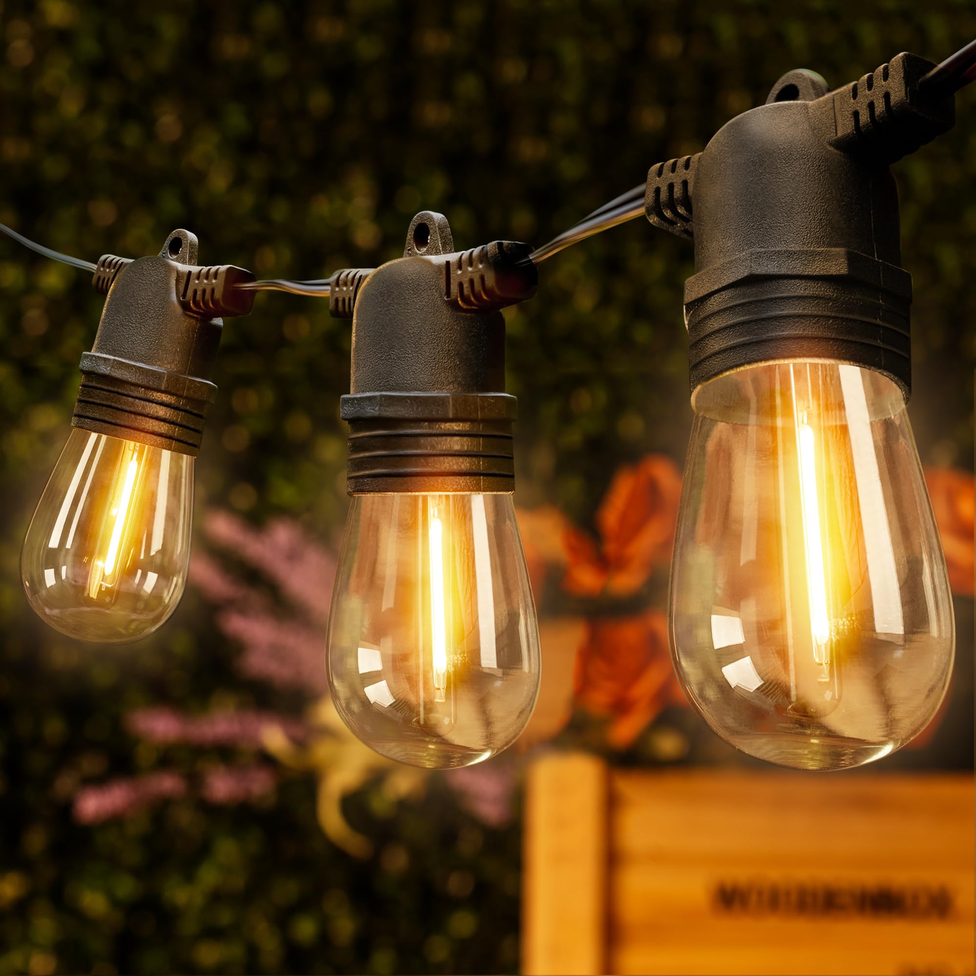 Ollny Outdoor String Lights, Waterproof Patio Lights, 25FT, Warm White, 9+1 Shatterproof S14 Bulbs, Model ASS14-02509-C