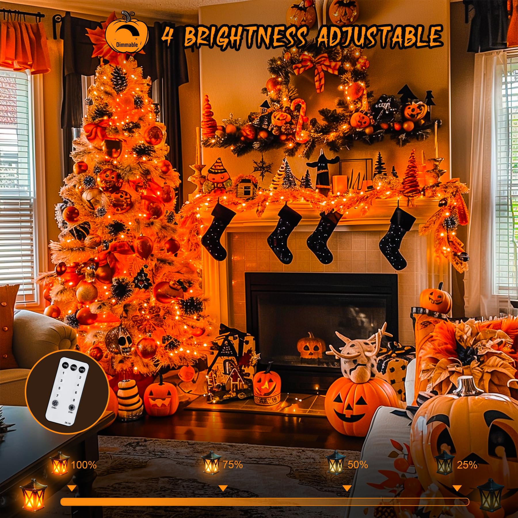 JMEXSUSS 600 LED Orange String Lights, Copper Wire, Indoor/Outdoor Fall Thanksgiving Decorations, Model EXS-S-0600