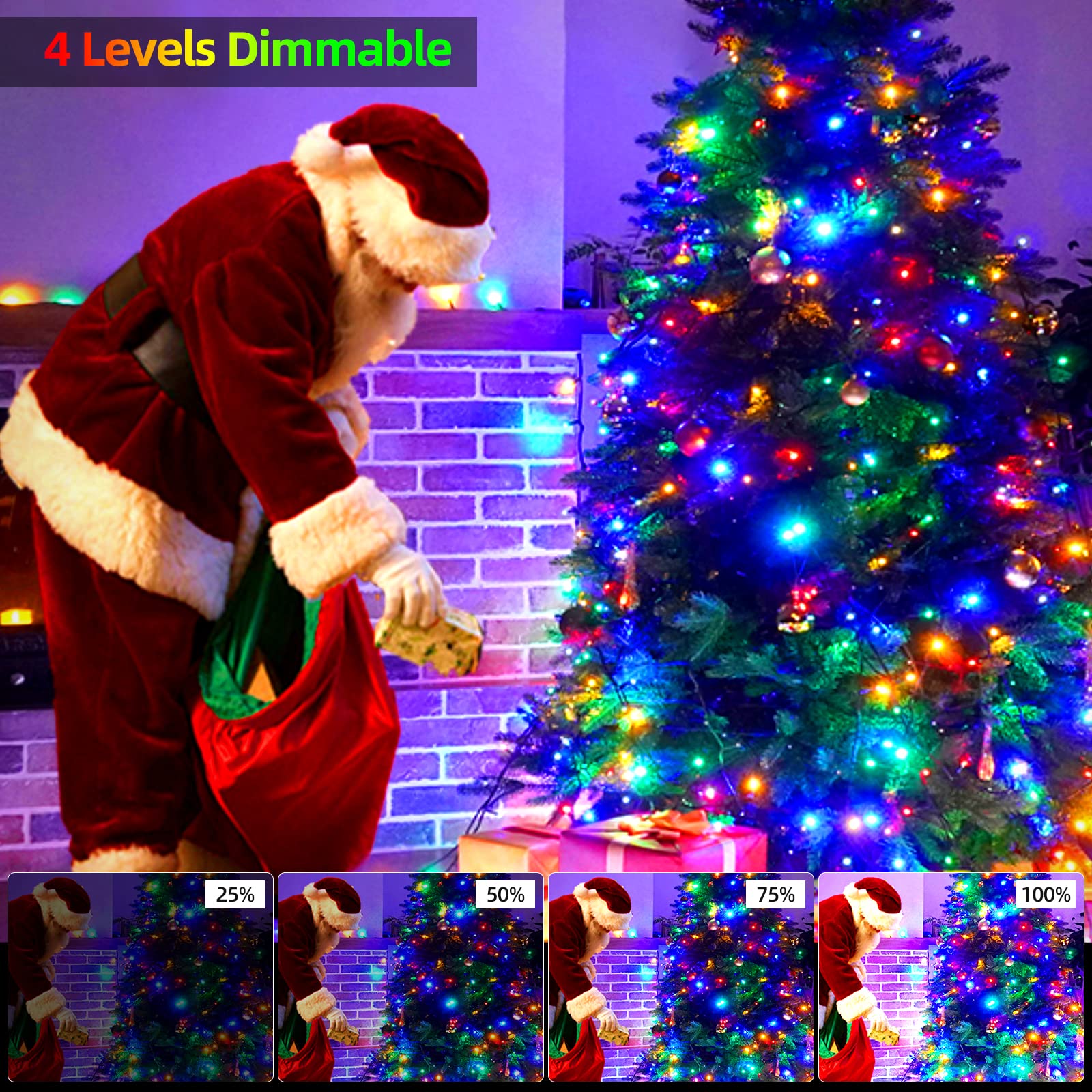 Mzd8391 262Ft 800 Led Color Changing Christmas Lights Outdoor Indoor, Warm White Multicolor Christmas Tree Lights, Waterproof Christmas Fairy String Lights Timer Remote, 11 Lighting Modes