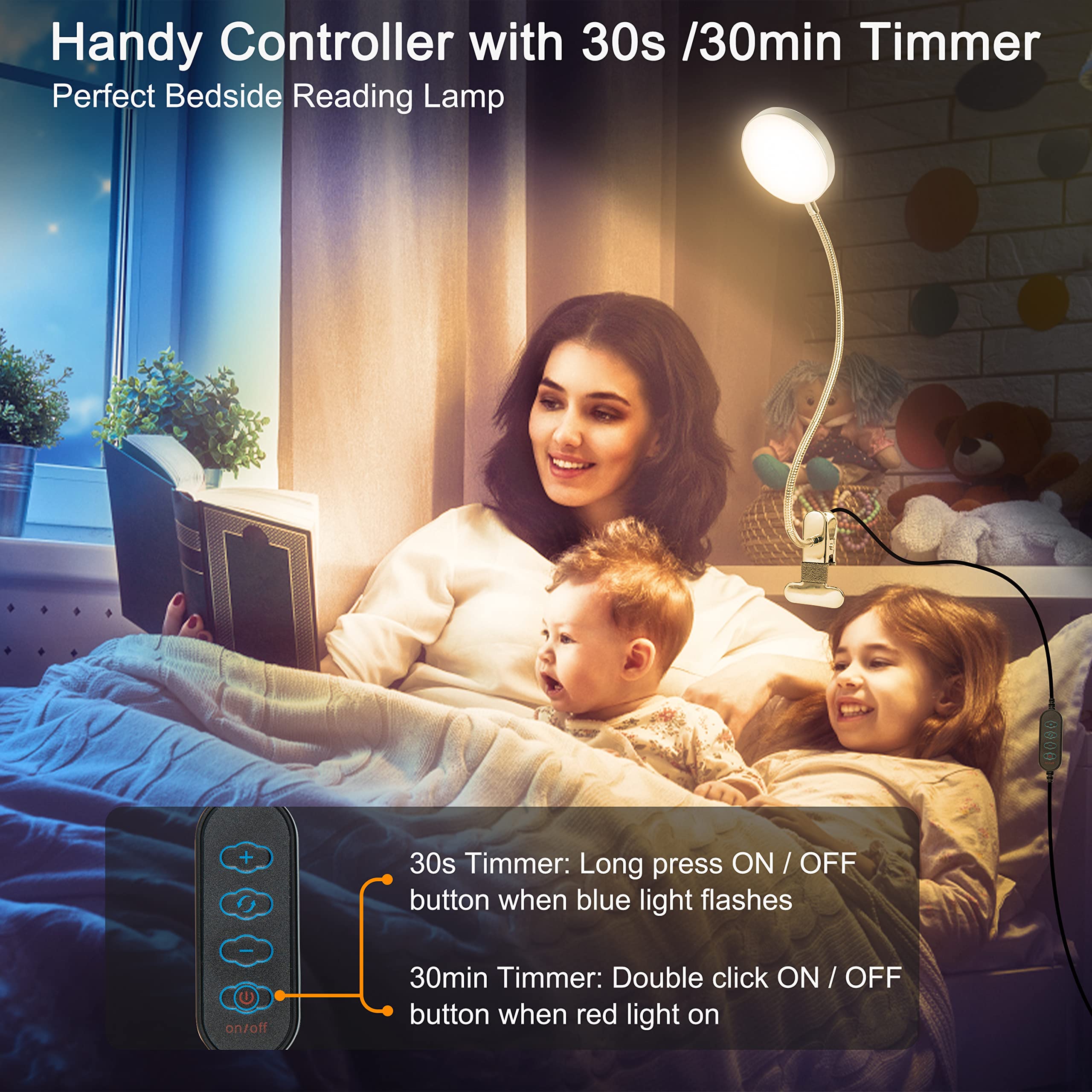 LiFMIRA Clip on Lamp - 8W LED Light, 5 Color Modes, Silver, Gooseneck Clamp for Reading, Desk, Video Conferencing, Model HL-TJ8010A