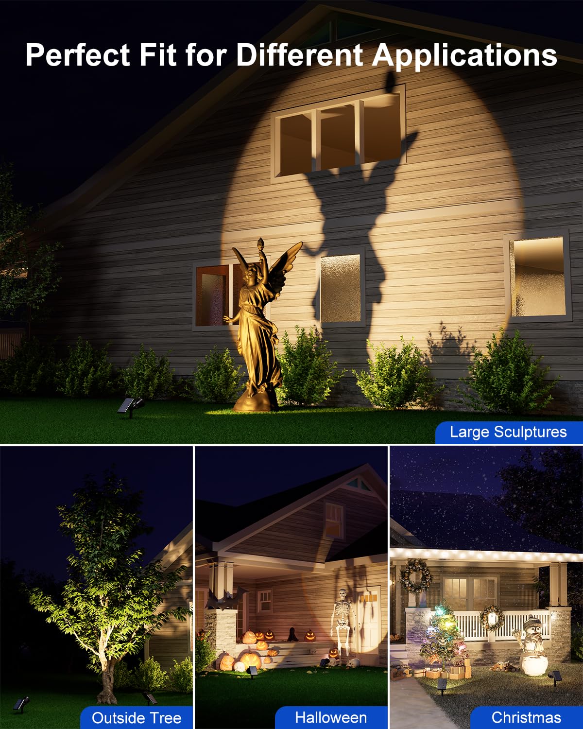 Solar Powered Spot Lights Outdoor Waterproof Super Bright Led Yard Spotlights For Tree, Flag, Lawn, Sculpture, Dusk To Dawn Land