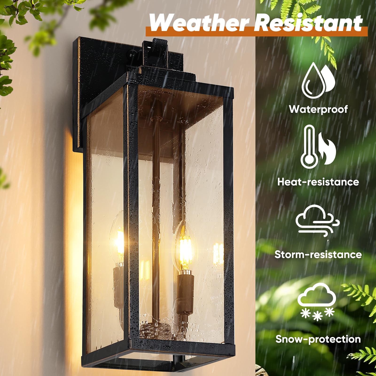 BesLowe 18” Motion Sensor Outdoor Wall Lights, Dusk to Dawn, Bronze, Metal, Model A927L, 2-Pack