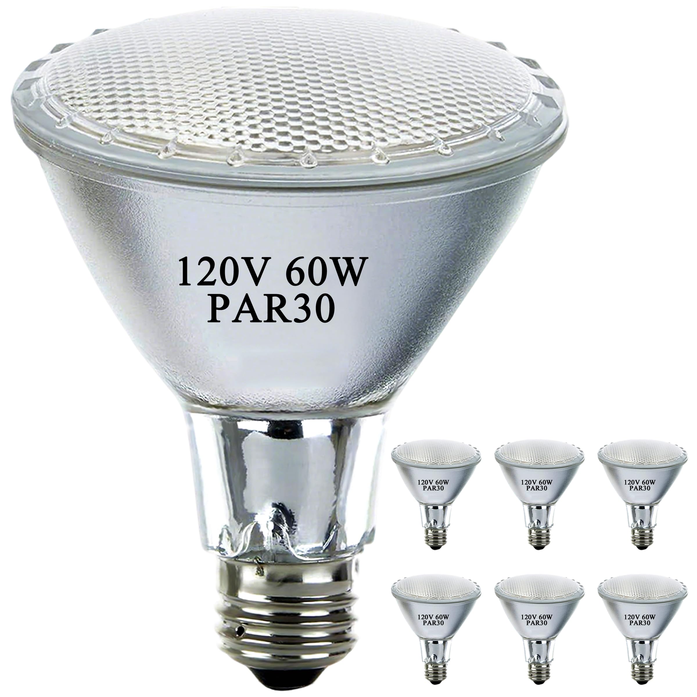 Misdood Par30 Long Neck Halogen Flood Light Bulbs  120V 60W Par30 Light Bulb  E26 Medium Base  2700K Warm Lighting  3000 Hours For Recessed Light Bulb(6 Pack)