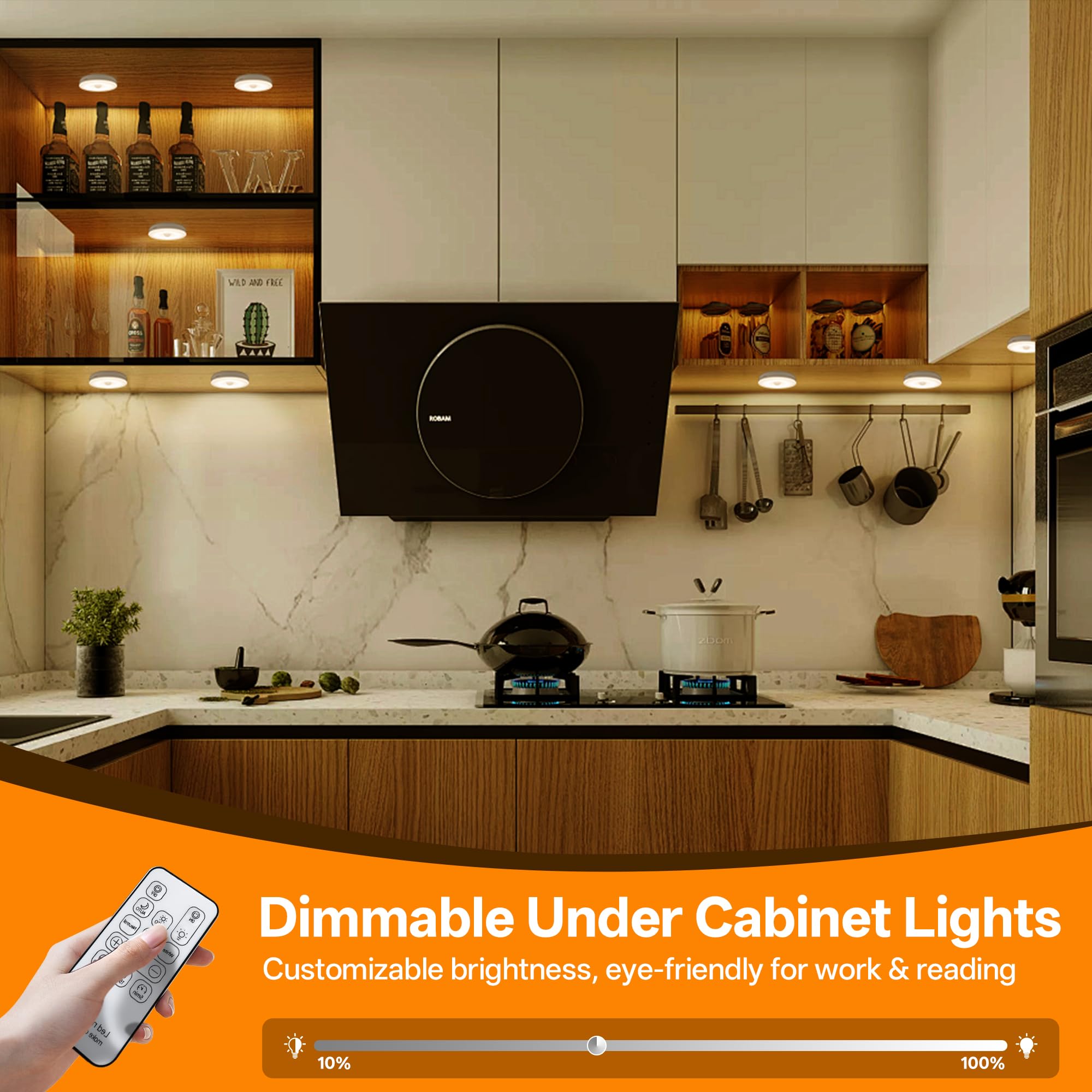 Homelist 3 Pack Under Cabinet Lighting Plug In  Motion Sensor Lights Indoor With Remote Control  Led Wired Stick-On Closet Lights For Kitchen/Shelf/Bar/Cupboard