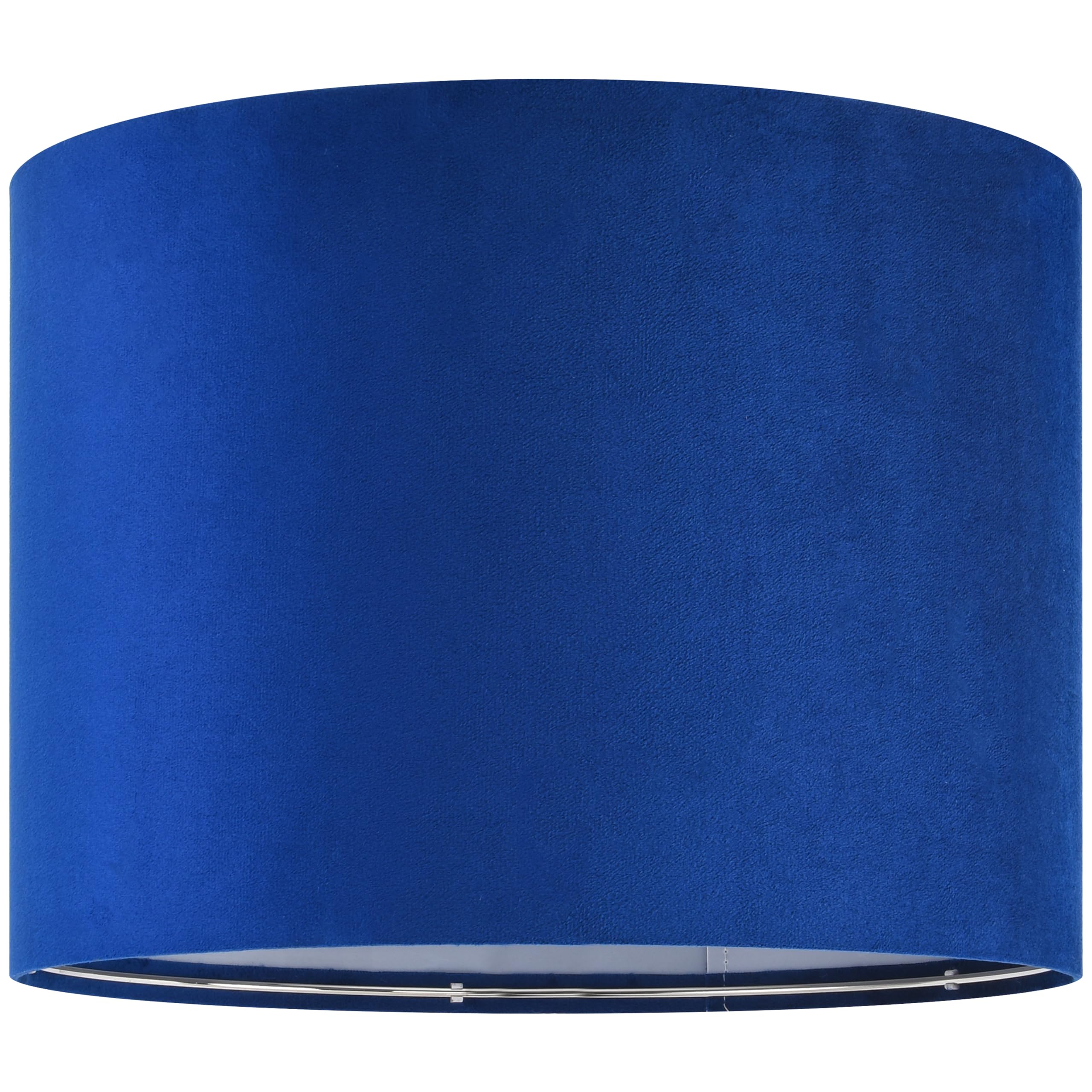 PIKOPIKO Velvet Drum Lamp Shade, Medium Blue, 13in Top x 13in Bottom x 10in High, Spider, Farmhouse Style, 1 Pack