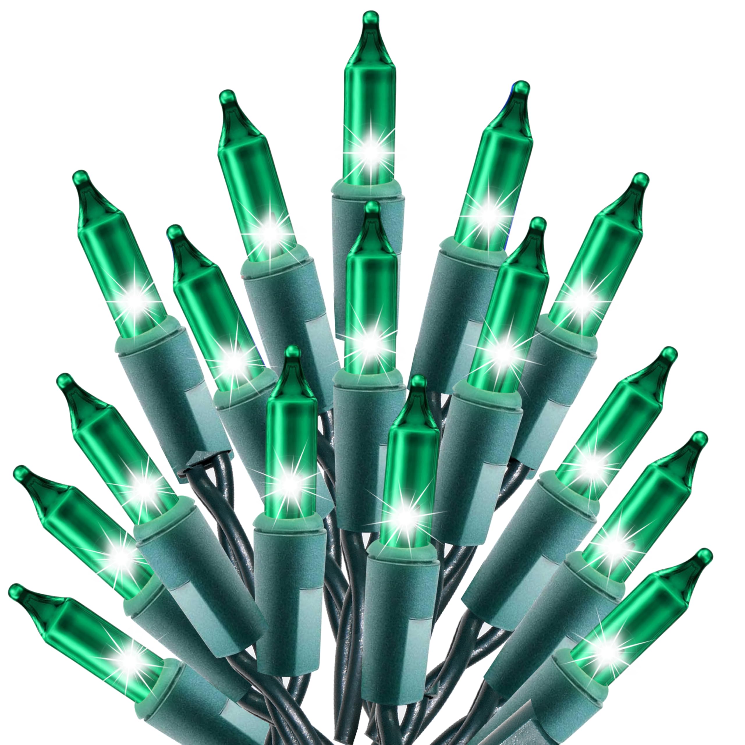Holiday Essence - 100 Green Christmas Light Set String Lights with Green Wire Professional Grade Indoor and Outdoor Use Decorate